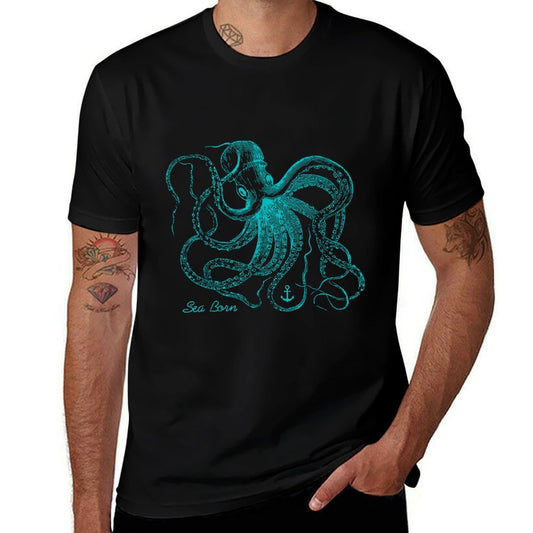 Vintage Octopus - Marine Biologist Design - Green Sea Life Comfortable T-Shirt
