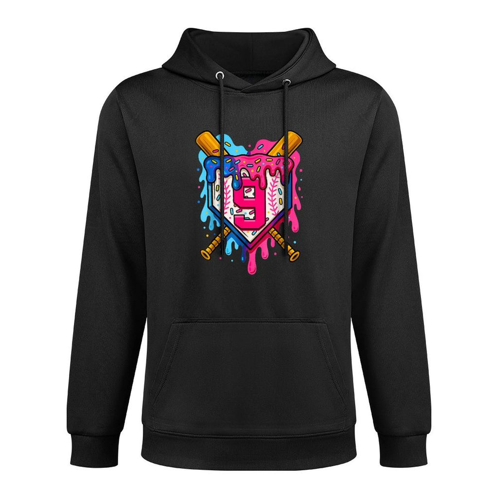 9th Baseball Birthday Ice Cream Drip Boys Girls 9 Years Relaxed Fit Hoodie