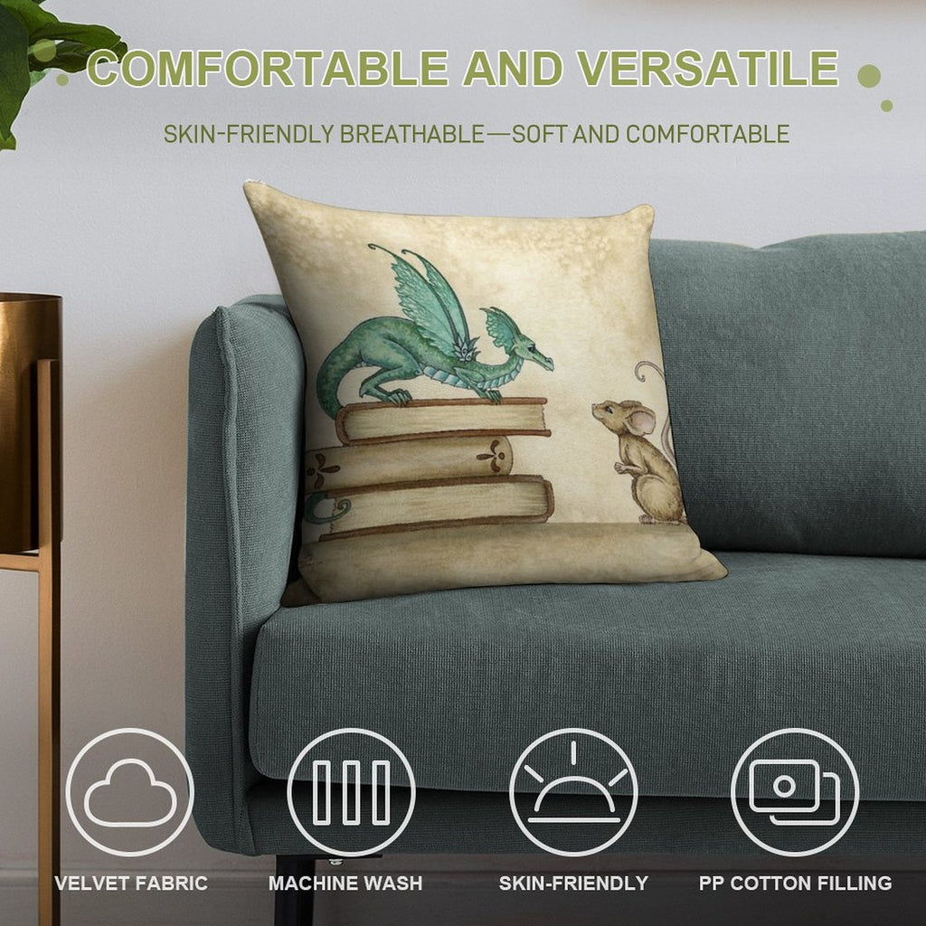 A Curious Encounter Soft Shrink-Resistant Throw Pillow