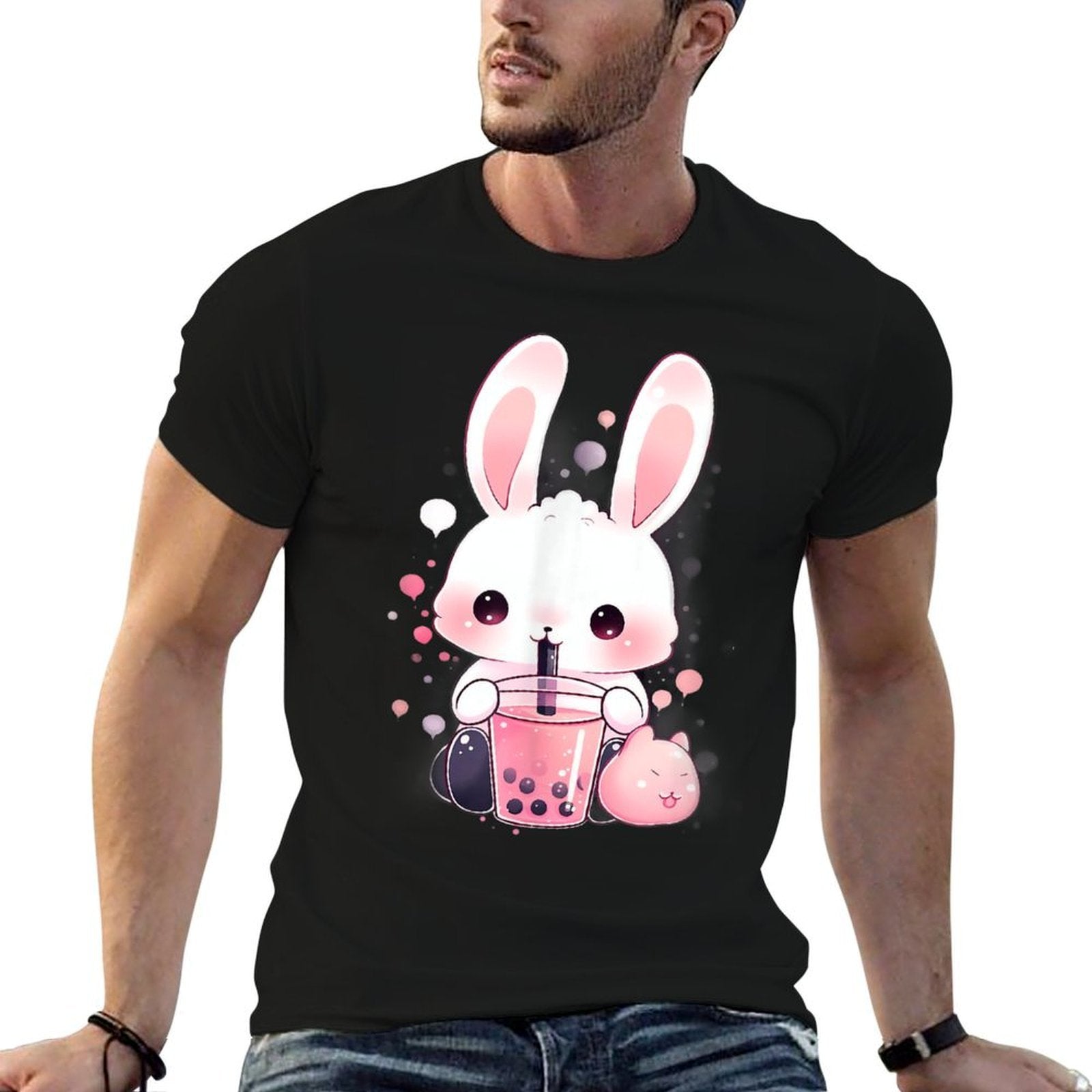 Bunny Boba Tea Bubble Tea Anime Kawaii  Easy-care T-Shirt