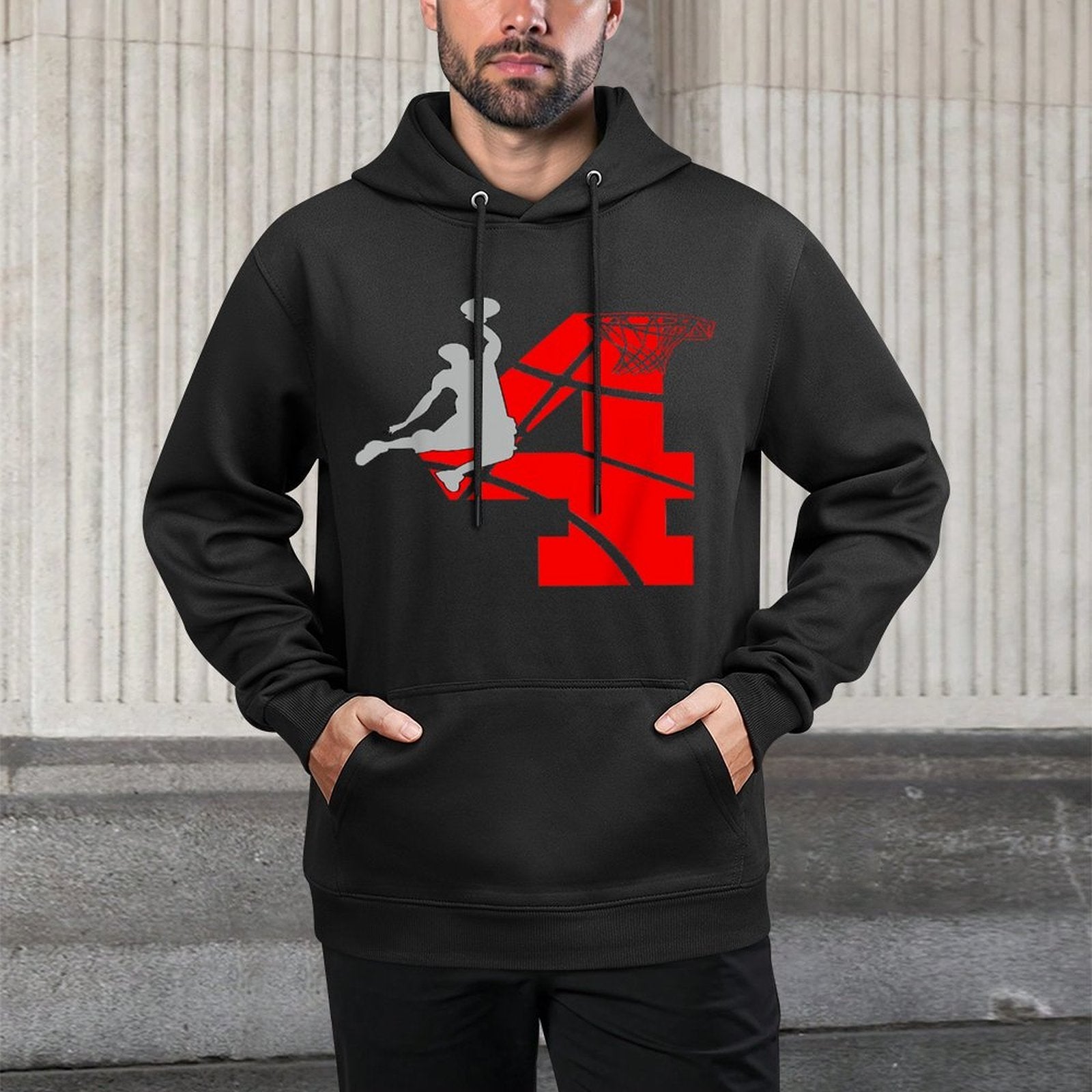 Kids 4 Year Old 4th Basketball Birthday PartyTheme Boys Girls Customizable Surface Hoodie