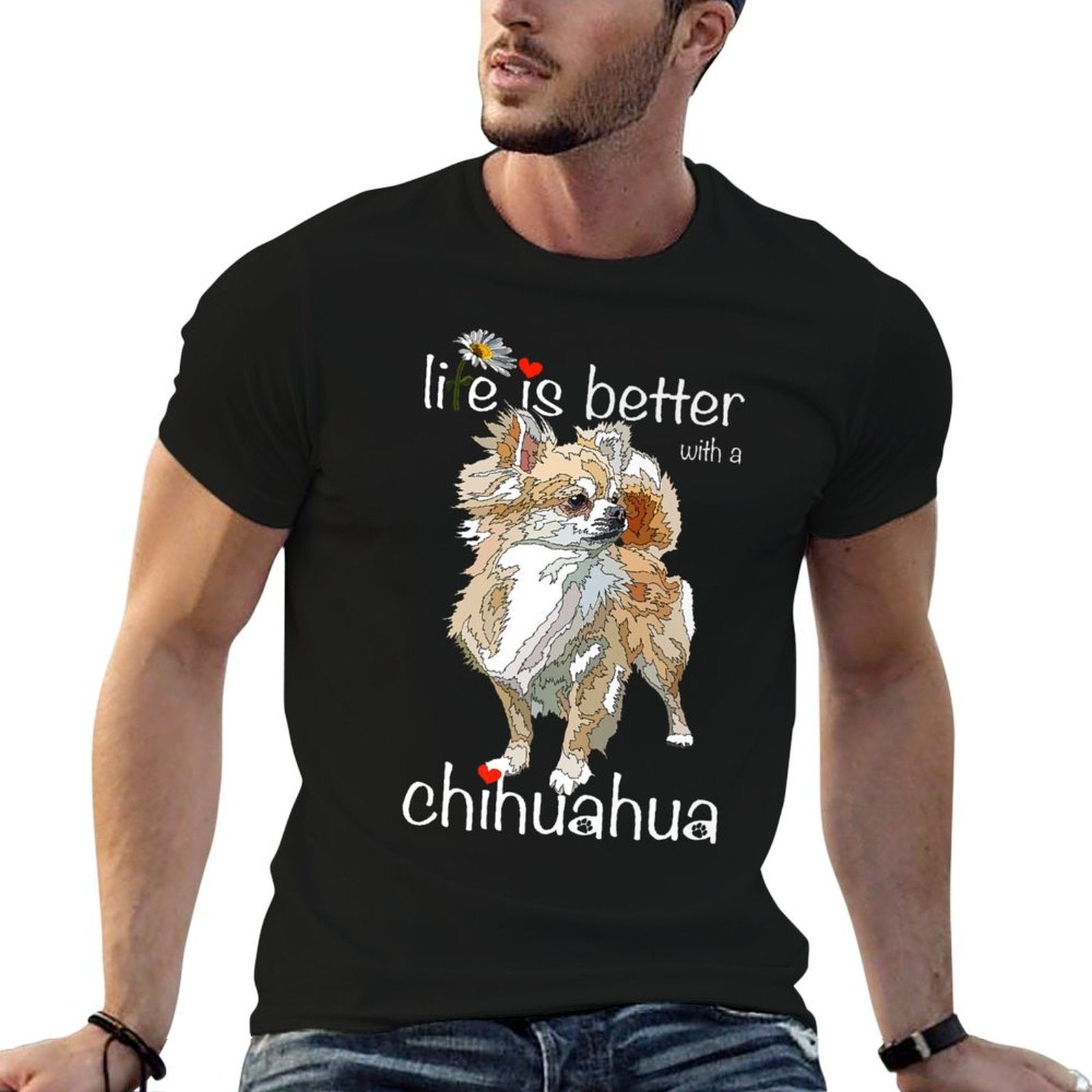 Life Is Better With A Chihuahua Long Hair Chiwawa Dog Lover Premium  Trendy Pattern T-Shirt