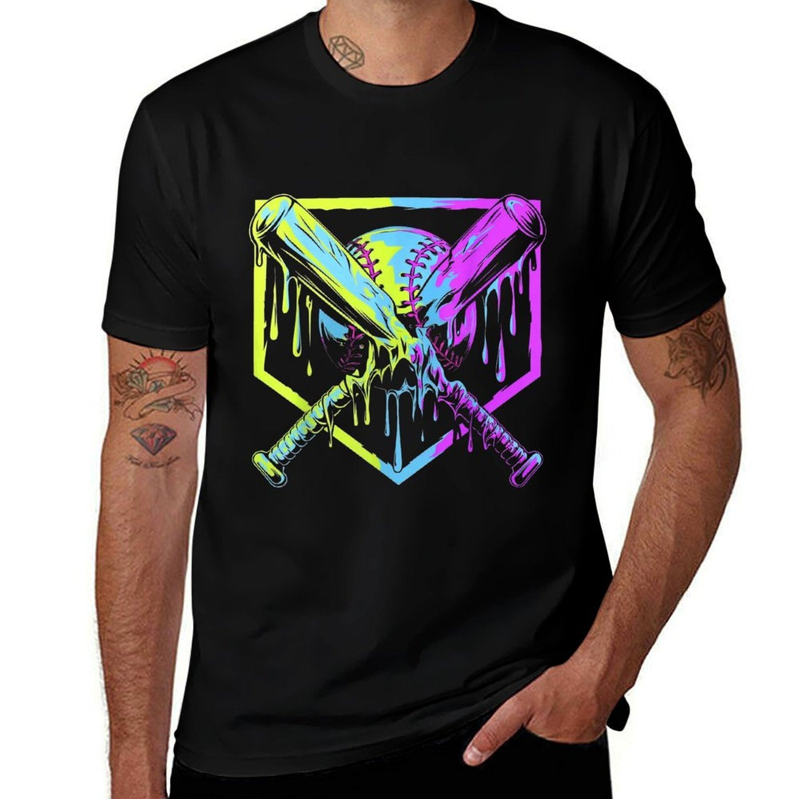 Baseball Drip For Boys Ice Cream Drip Youth Boys Baseball  Odor-resistant T-Shirt