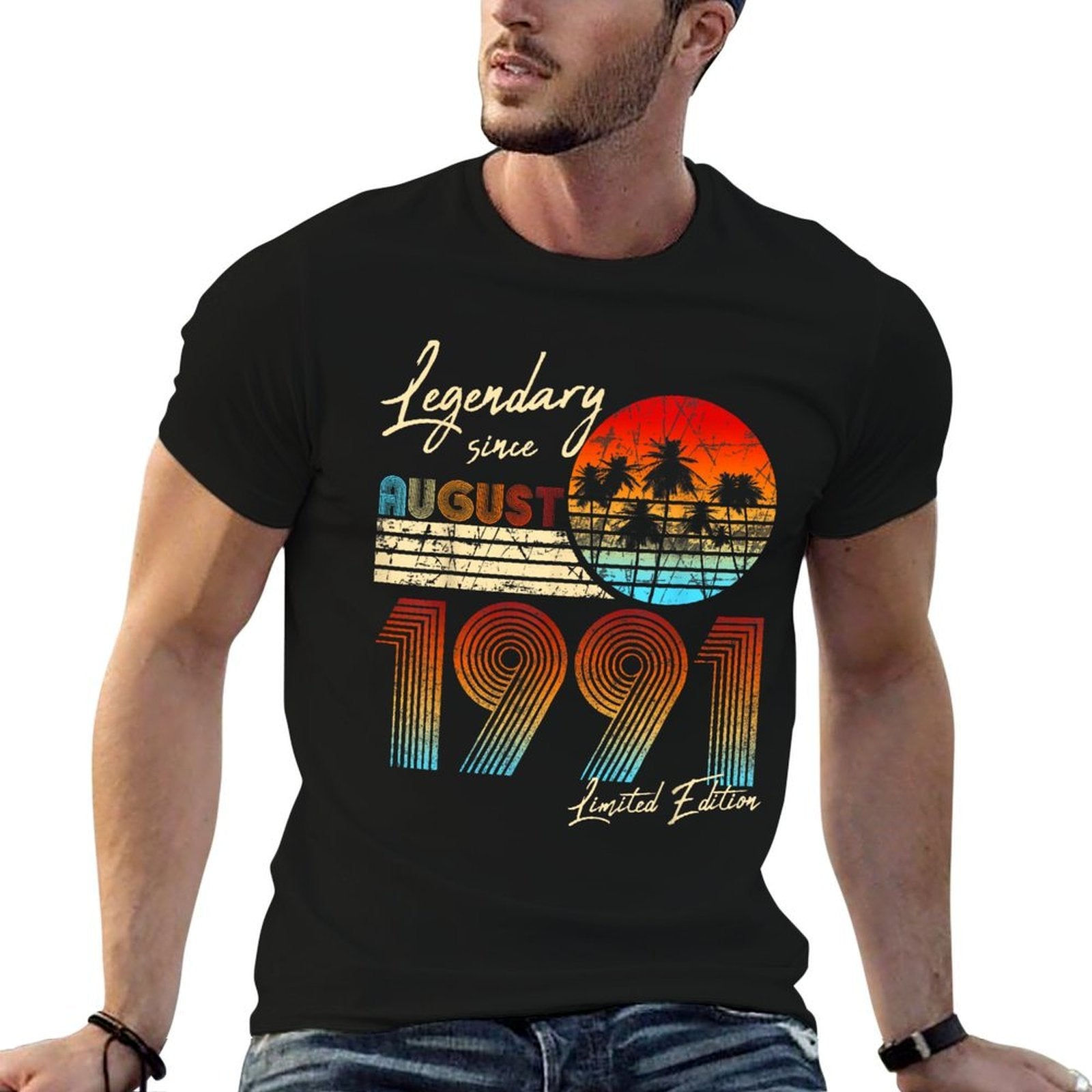 Legendary Since Bday August 1991 Vintage 30th Birthday  Oversized Silhouette T-Shirt