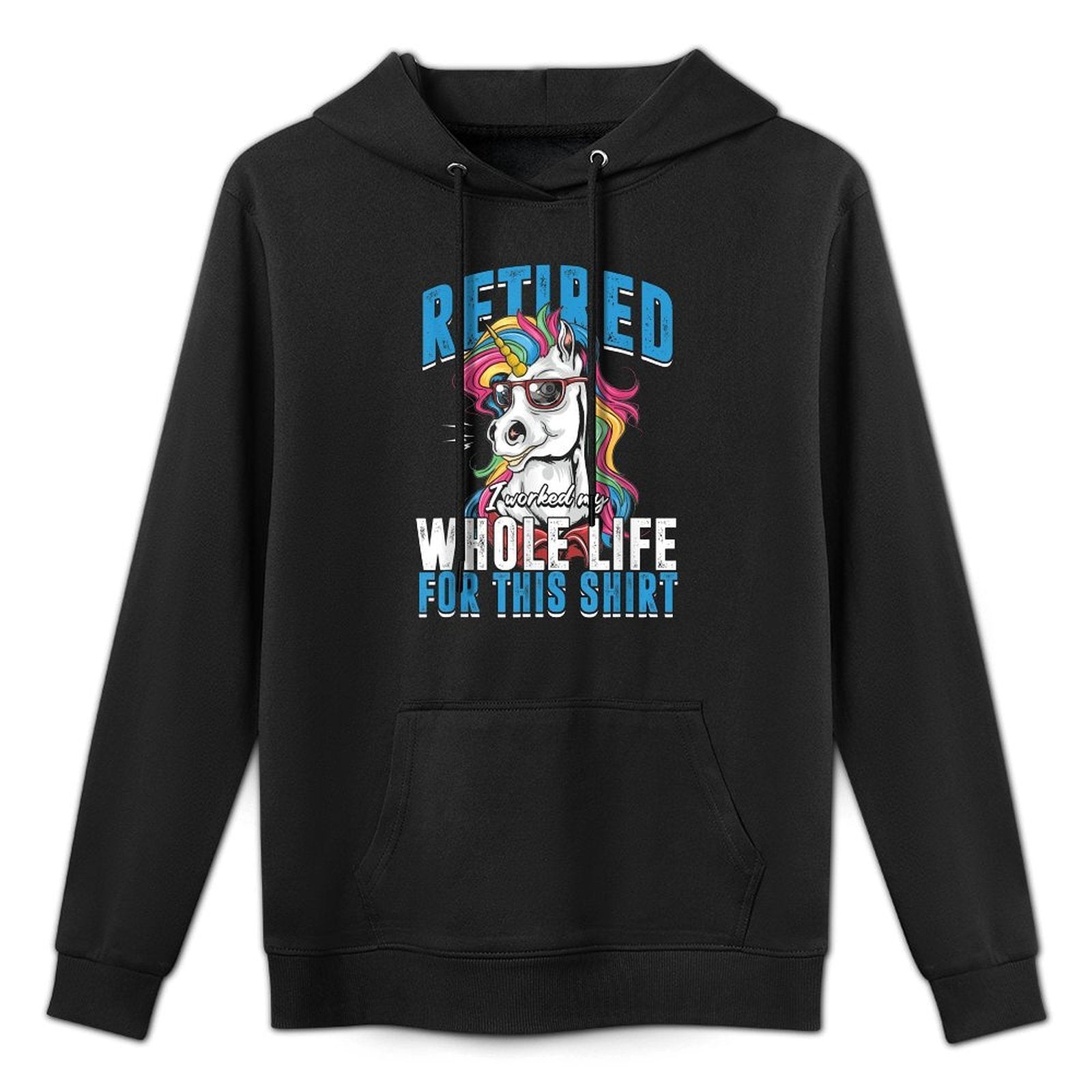 Unicorn Retirement Horse Worker Colors Retired Gift Adjustable Hood Hoodie