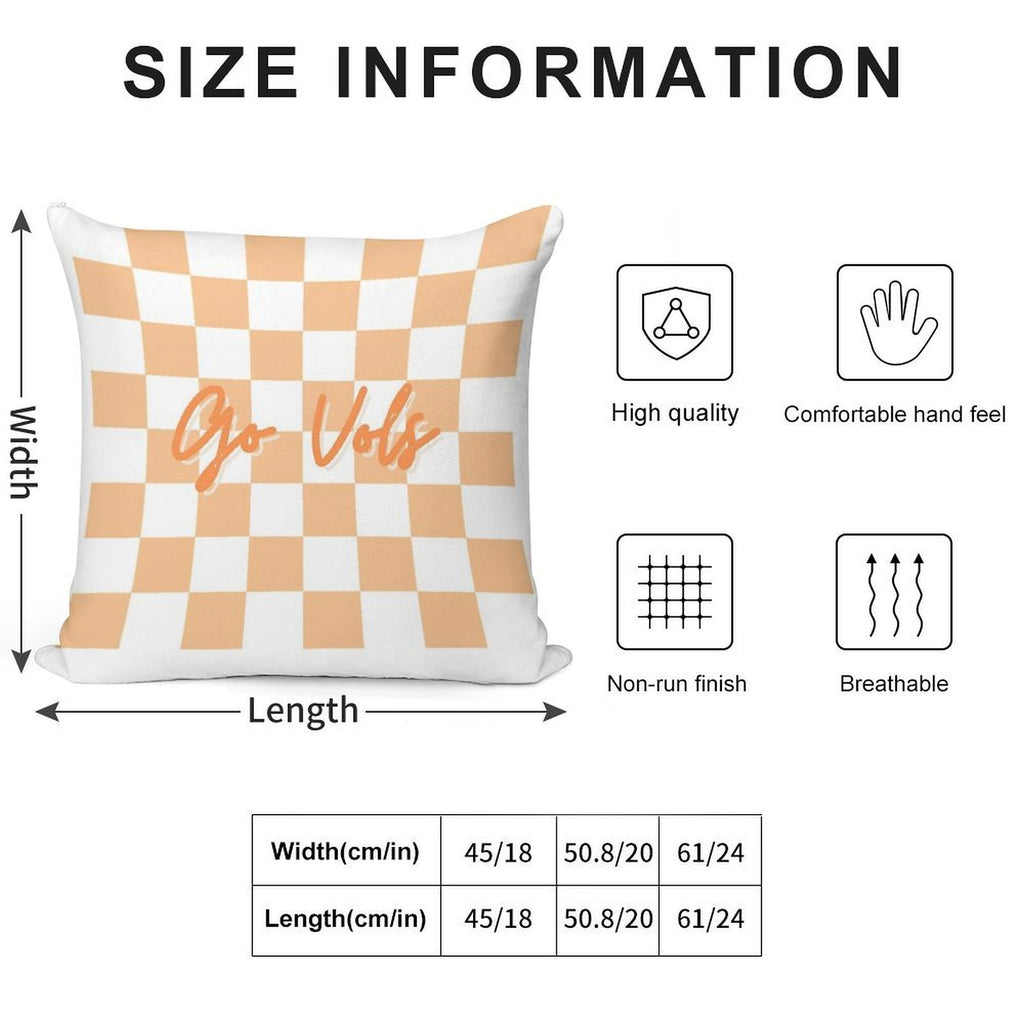 Go Vols Orange And White Checkerboard Soft Durable Construction Throw Pillow