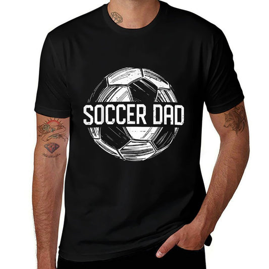 Soccer Dad Family Matching Team Player Gift Sport Lover Papa  Ribbed Collar T-Shirt