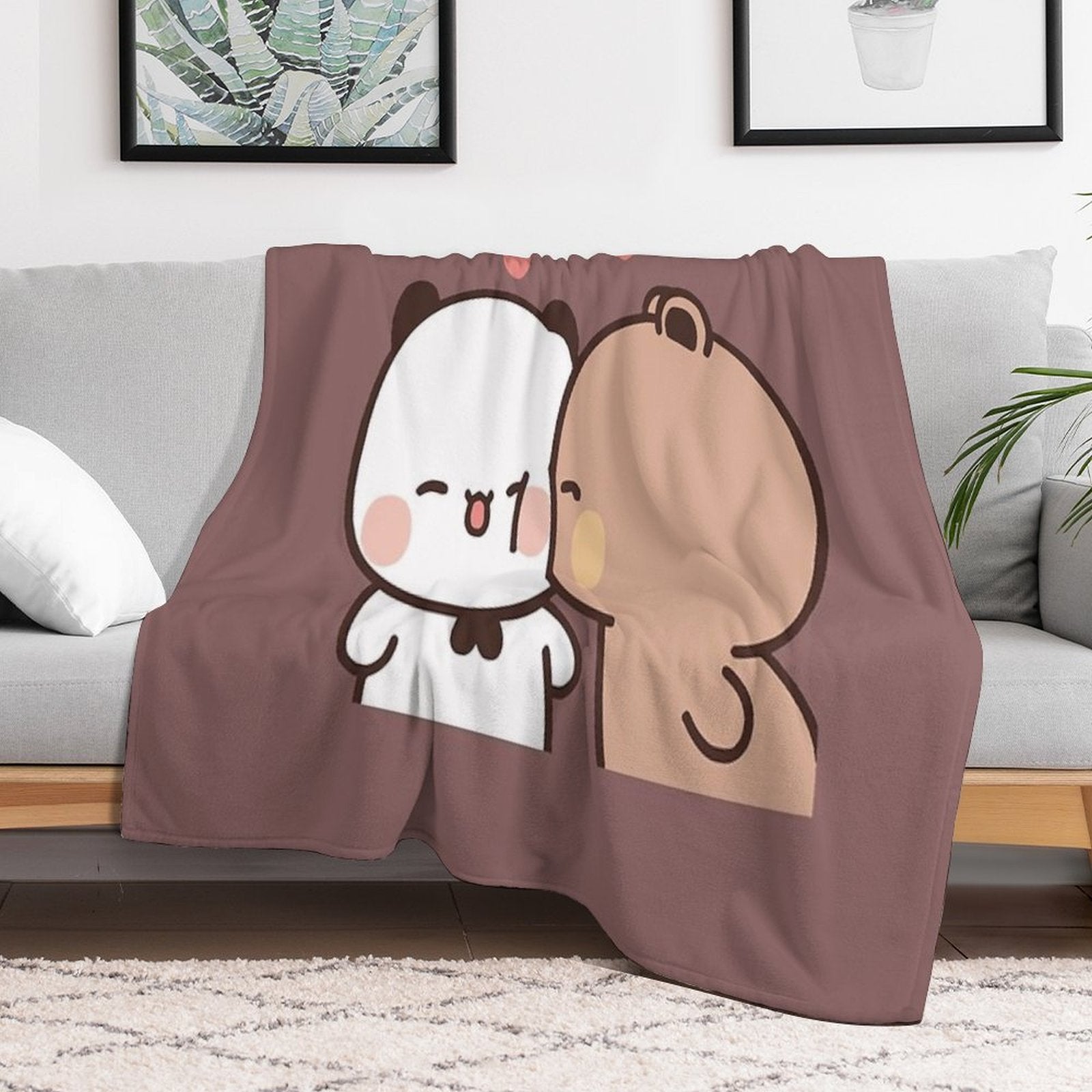 Love Kiss from DuDu Bear to BuBu Panda❤️ Quick-dry Throw Blanket
