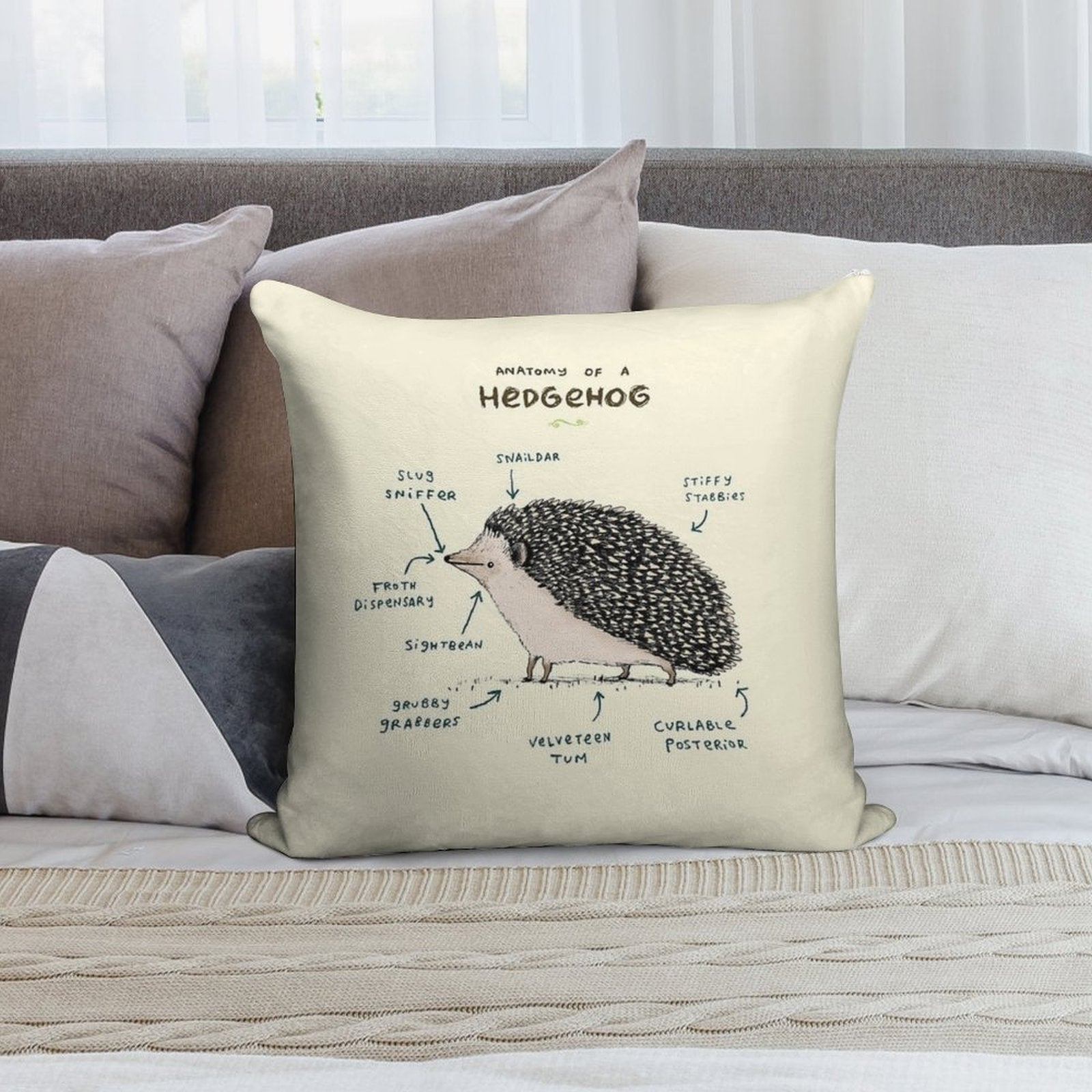 Anatomy of A Hedgehog Soft Warmth Comfort Throw Pillow