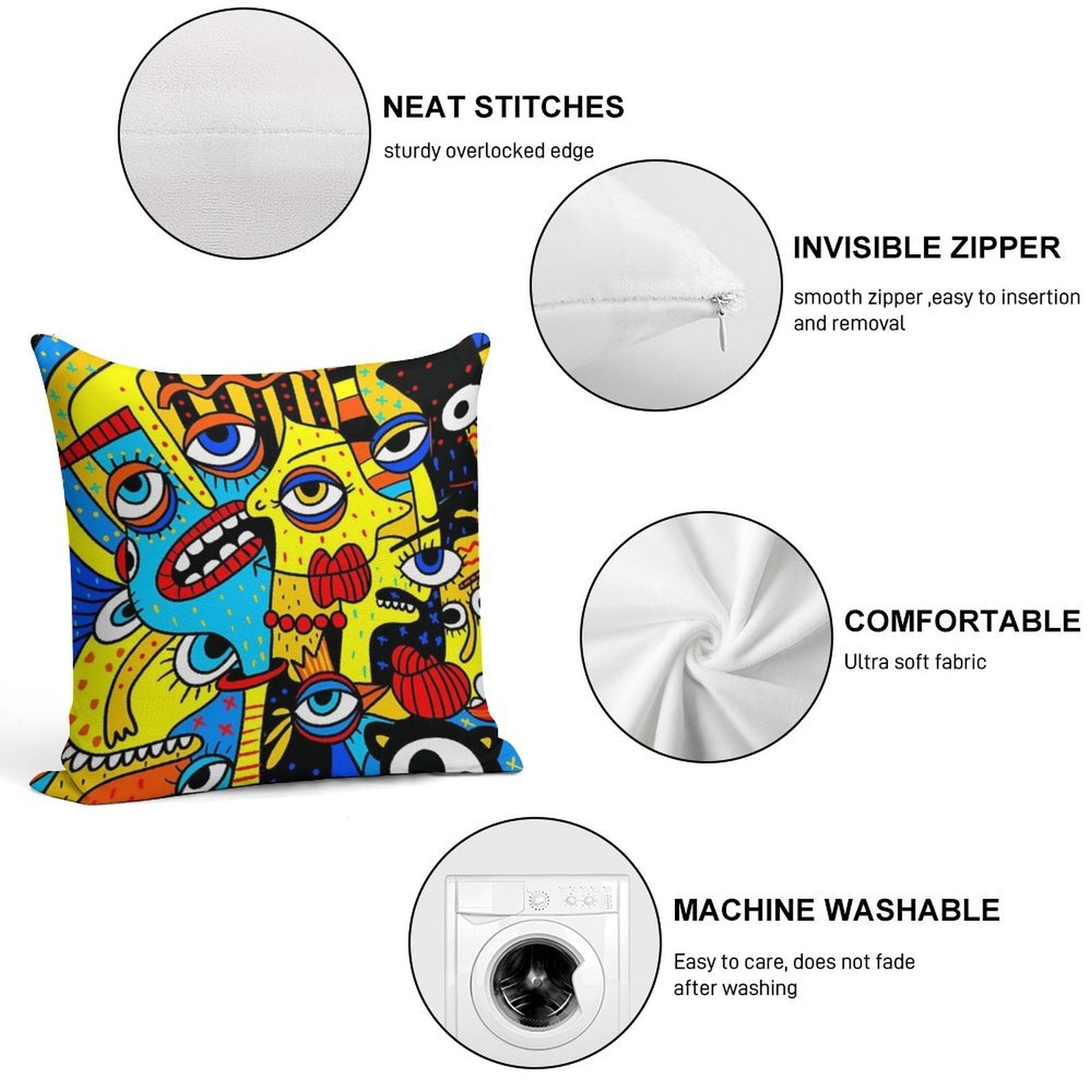 Social Distancing Soft Hidden Zipper Throw Pillow