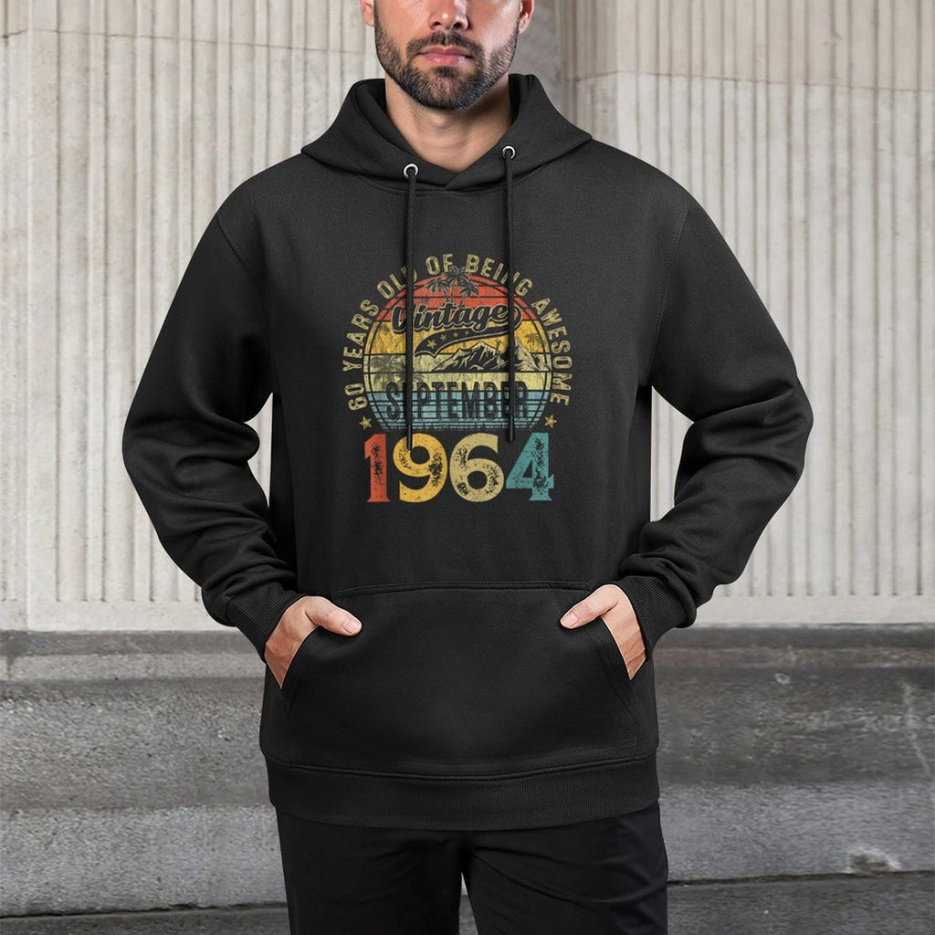 Funny 60 Years Old September 1964 Vintage 60th Birthday Gift Medium-Weight Fabric Hoodie