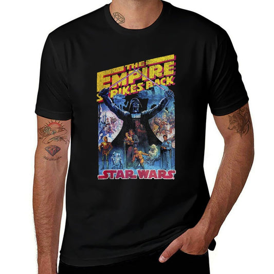Star Wars Empire Strikes Back Retro Poster  High-quality Stitching T-Shirt