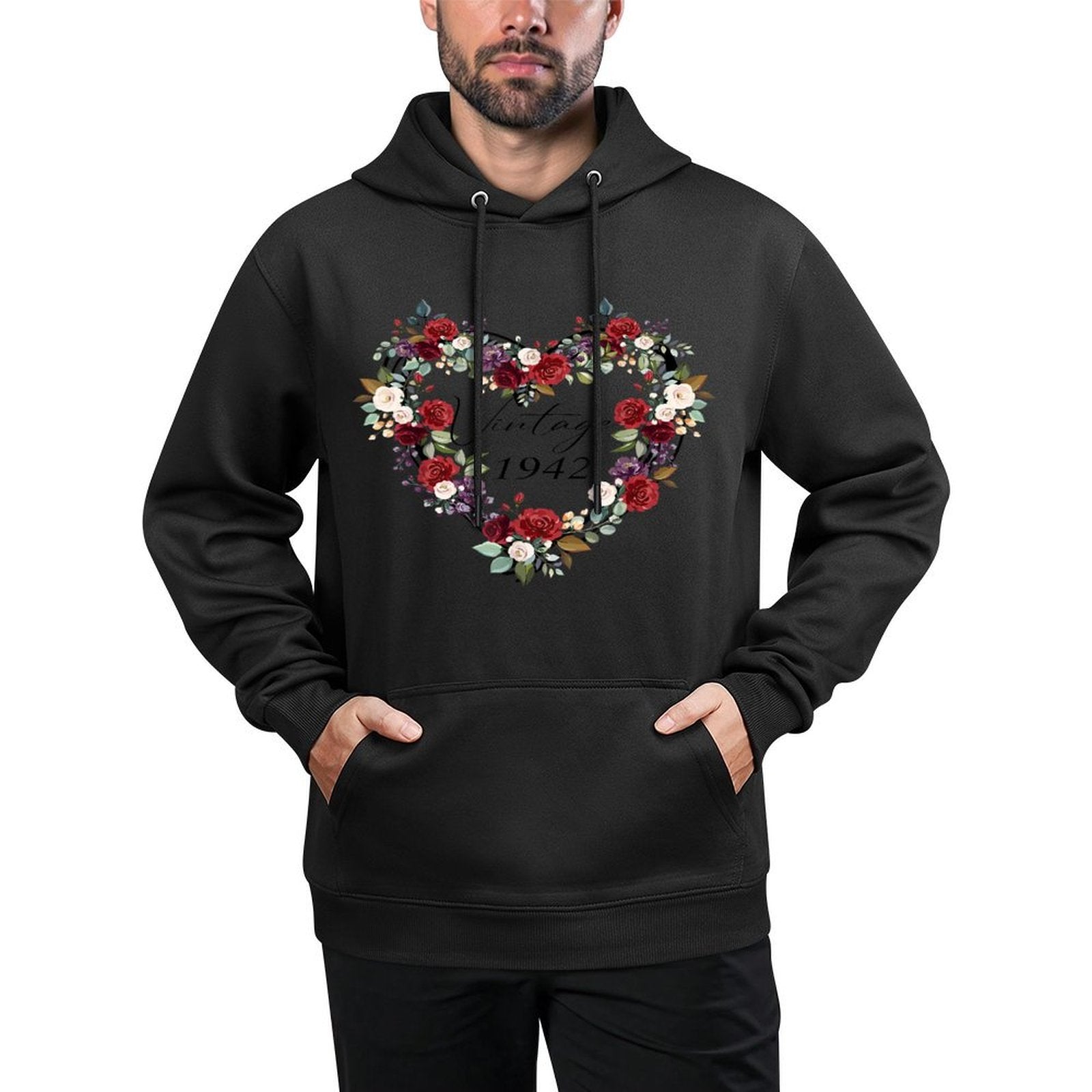 Happy Birthday Vintage 1942 Birthday Floral Flower For Women Cotton-Polyester Blend Hoodie