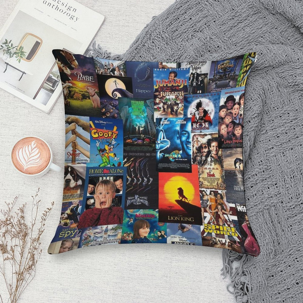 90s Childhood Movie Posters Soft Washable Throw Pillow