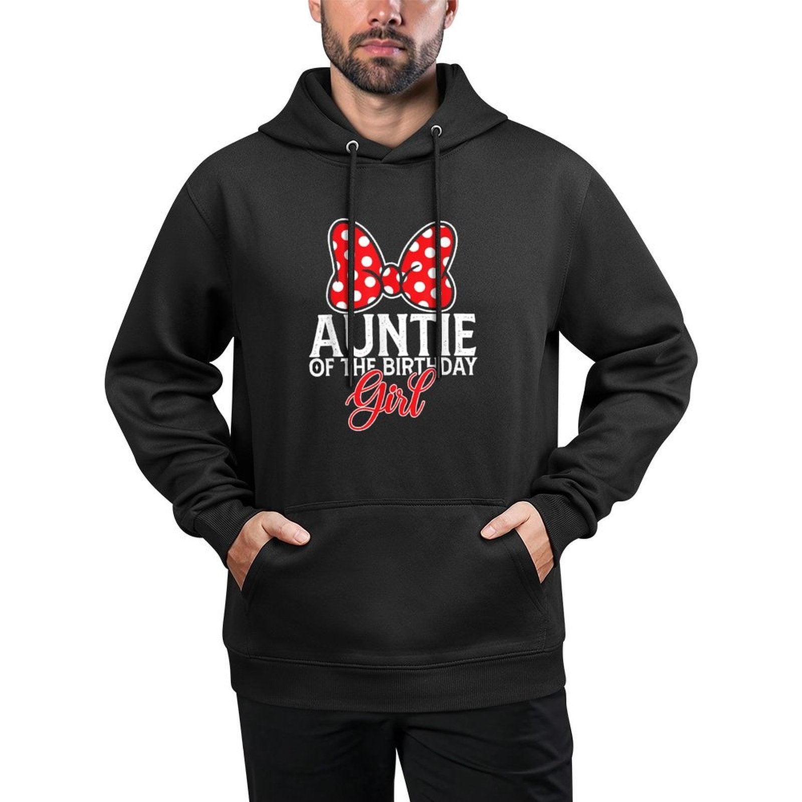 Auntie Of The Birthday Girl Cute Pink Bow Family Matching Relaxed Fit Hoodie