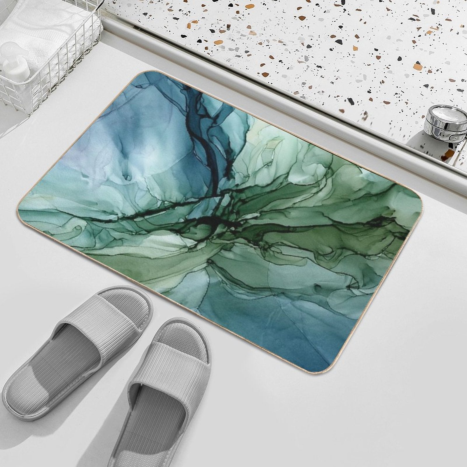 Nature Landscape Inspired Abstract Flow Painting 1  Rapid-Drying Bath Mat