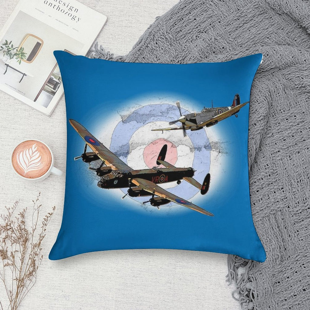 SPITFIRE AND LANCASTER Aircraft Soft Home Decor Throw Pillow