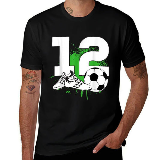 12th Birthday Boy 12 Years Footballer Football Birthday  Graphic-printed T-Shirt