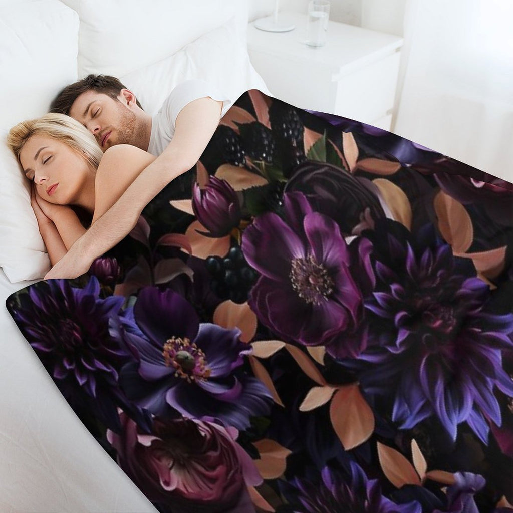 Mystic Moody Dark Florals Nightgarden Compact Throw Blanket