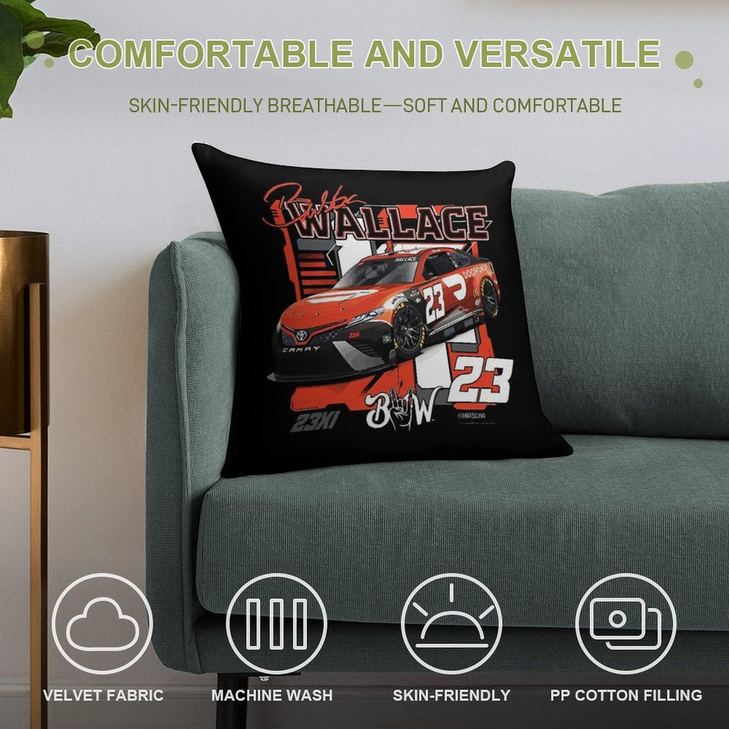 Bubba Wallace 23 Nascar Racing Car Soft Hidden Zipper Throw Pillow