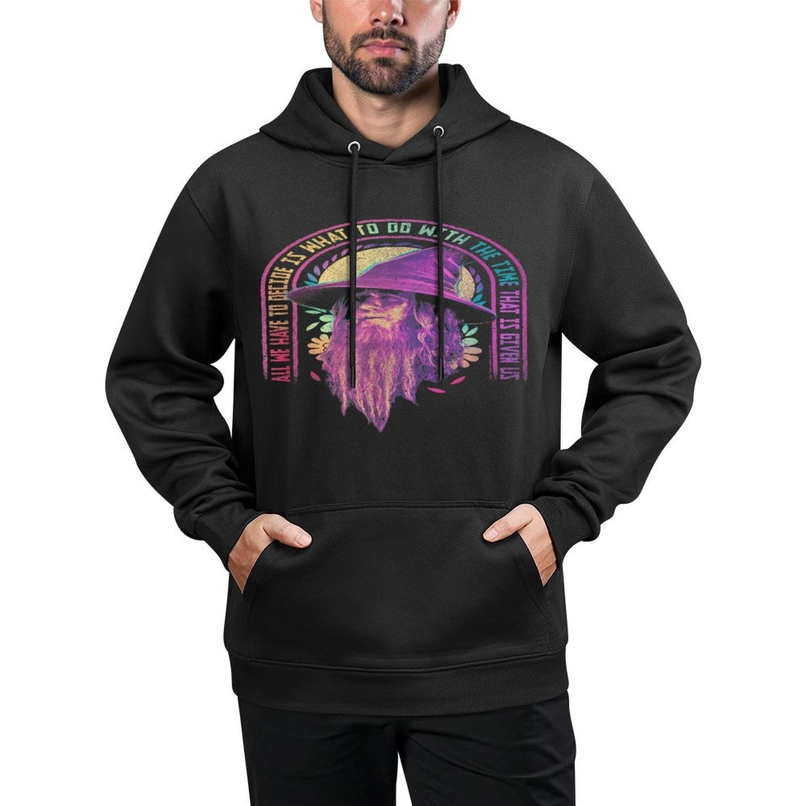 Lord of The Rings Gandalf Rainbow Quote Adjustable Hood Hoodie