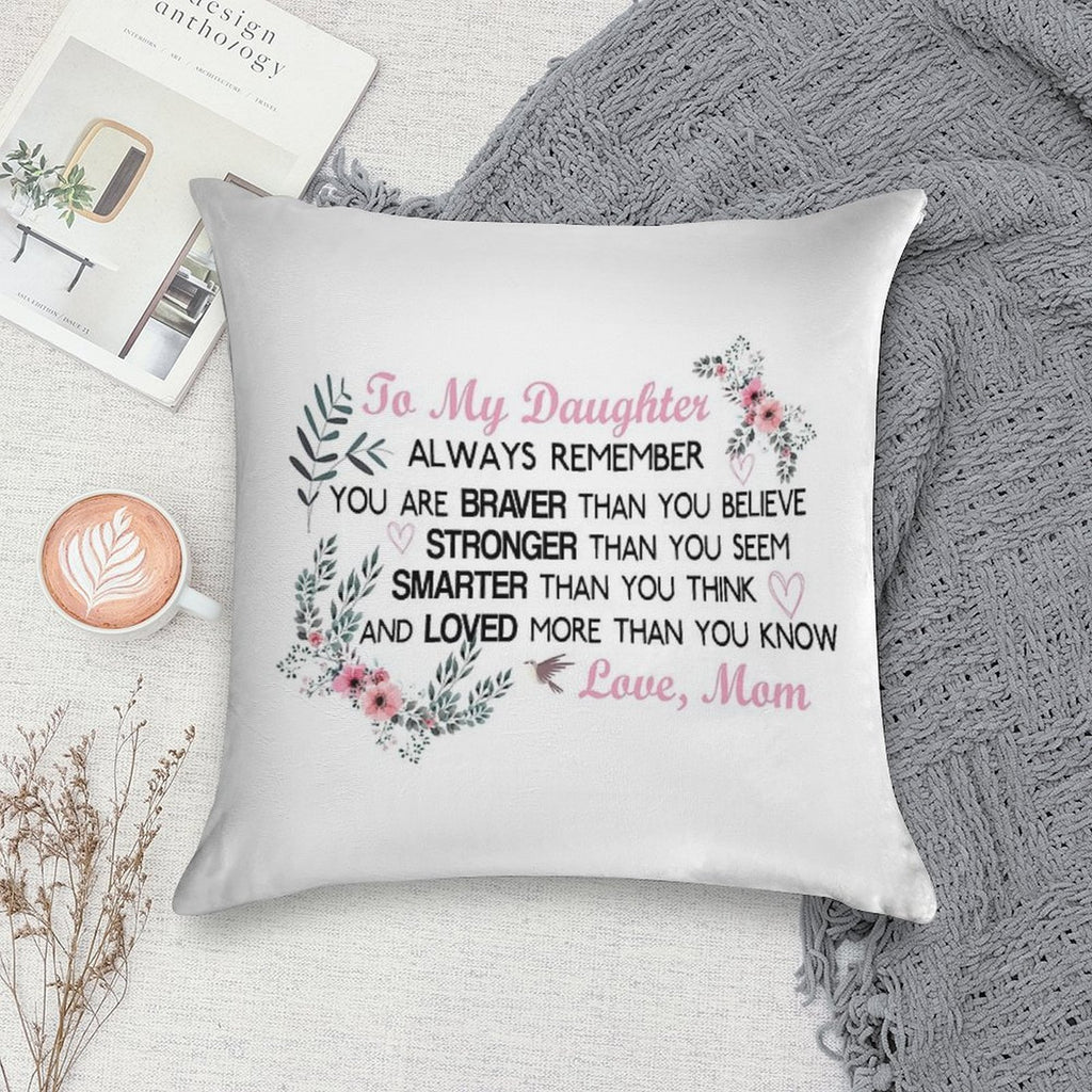 Gifts for Daughter From Mom, Daughters Birthday Gift, Heart with Inspirational Words, to My  Daughter, Body Burlap Throw Pillow Soft Anti-Pilling Throw Pillow