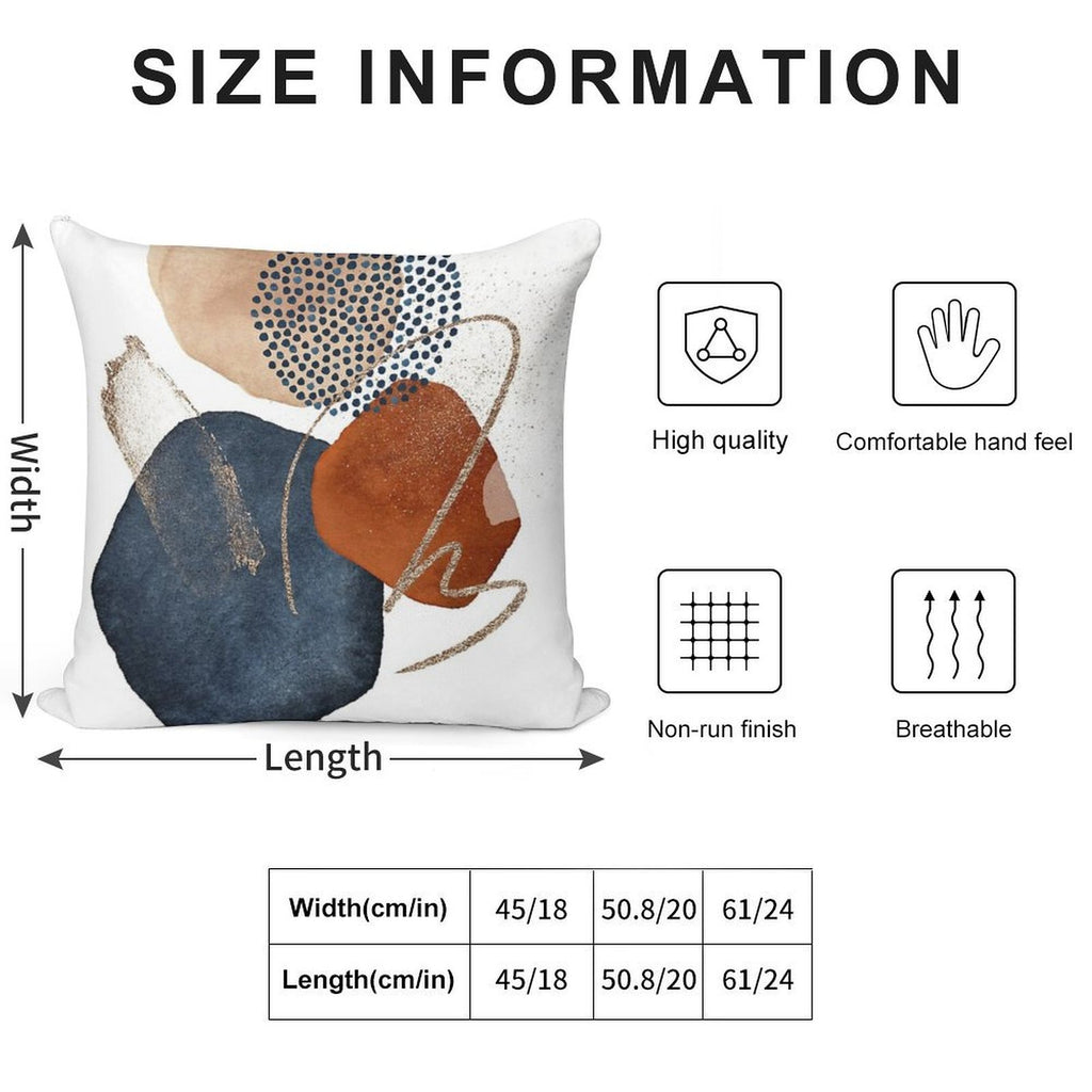 Modern Abstract Blush, Terra-Cotta And Navy Blue Soft Fade-Resistant Throw Pillow