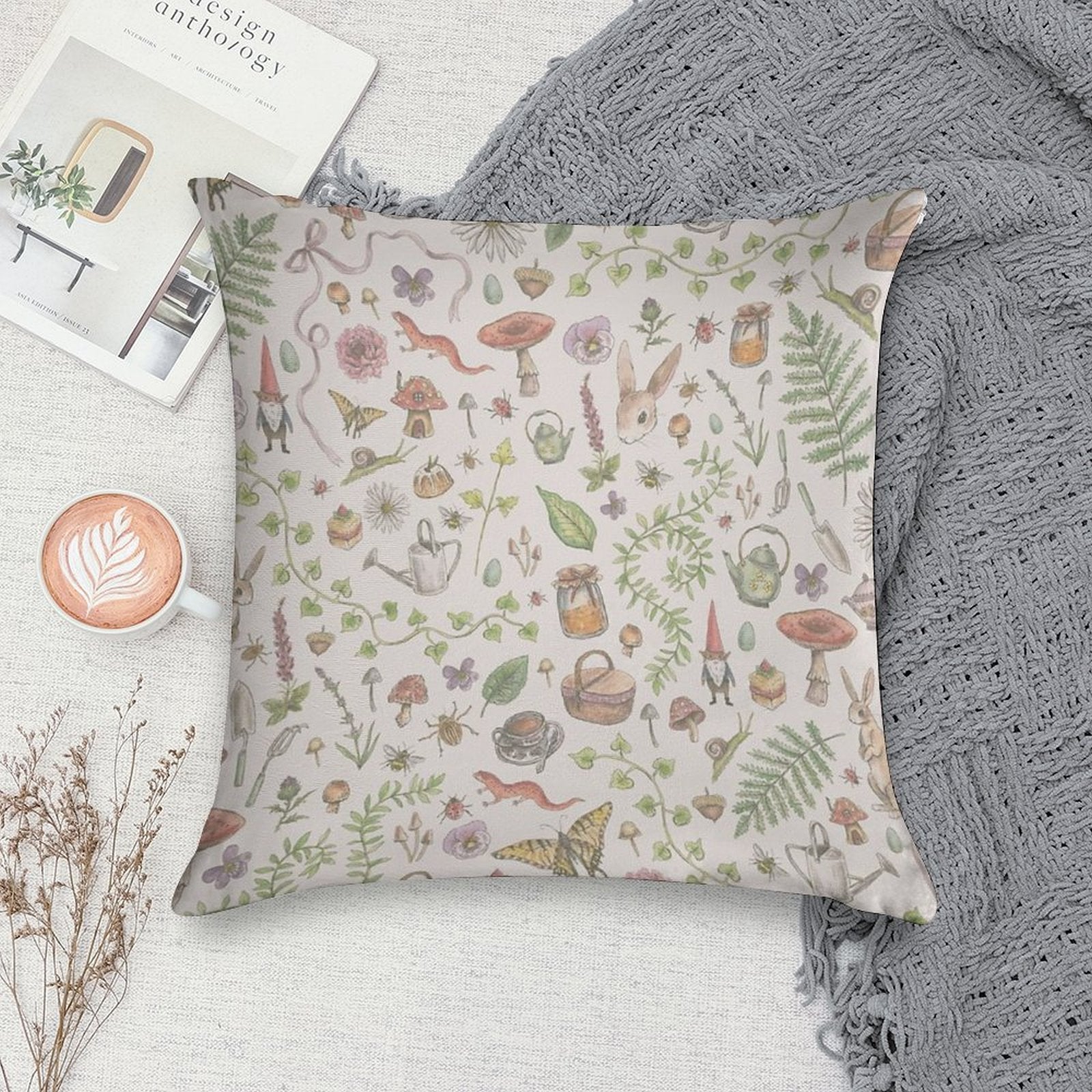 Cottagecore - Faded Pink Soft Durable Construction Throw Pillow