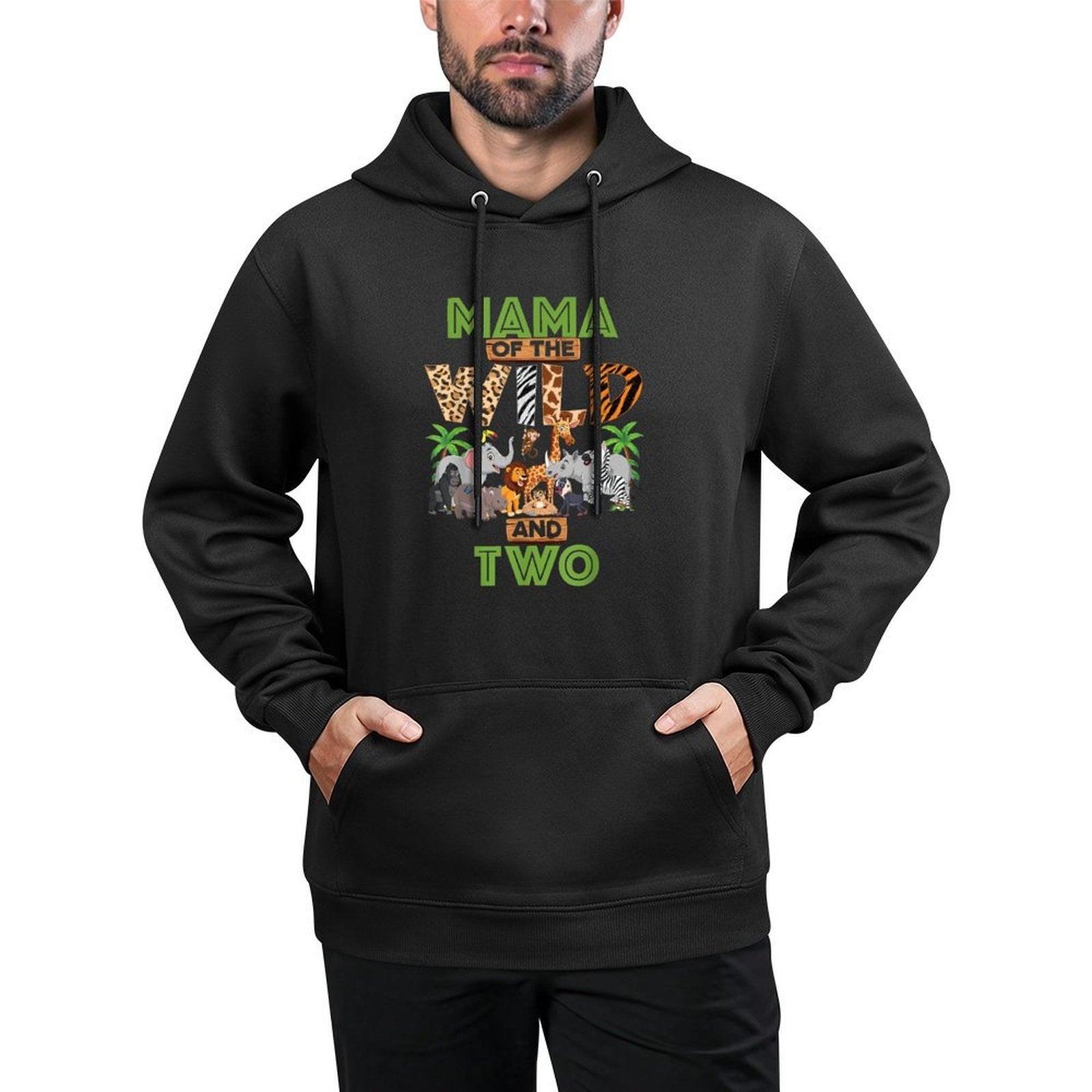 2nd Birthday Zoo Safari Jungle Mama Of The Wild And Two Kangaroo Pocket Hoodie