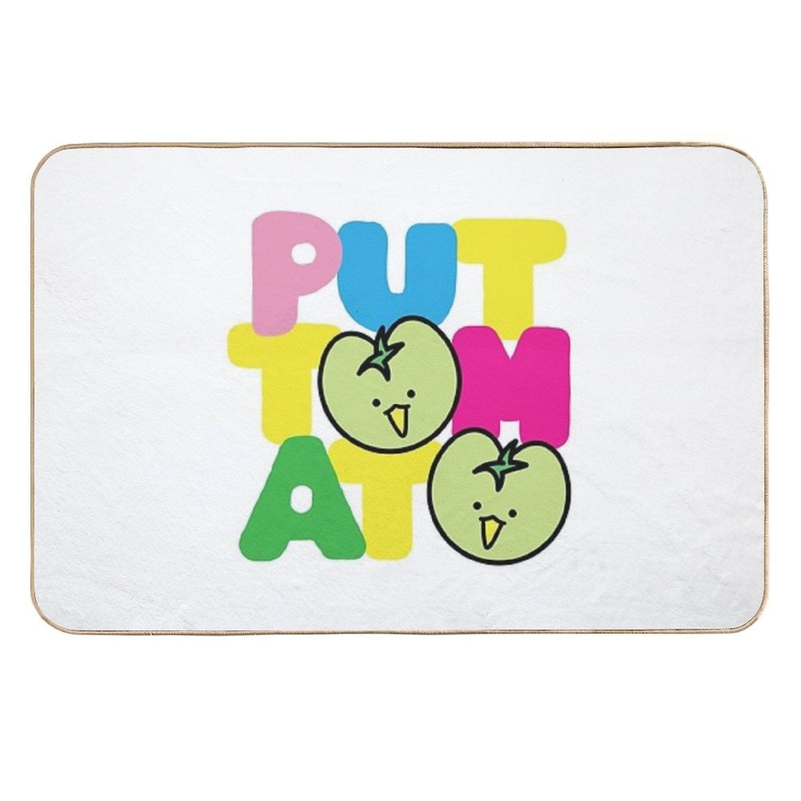 Kawaii Green Tomato Mascot No. 2  Dirt-Trapping Bath Mat