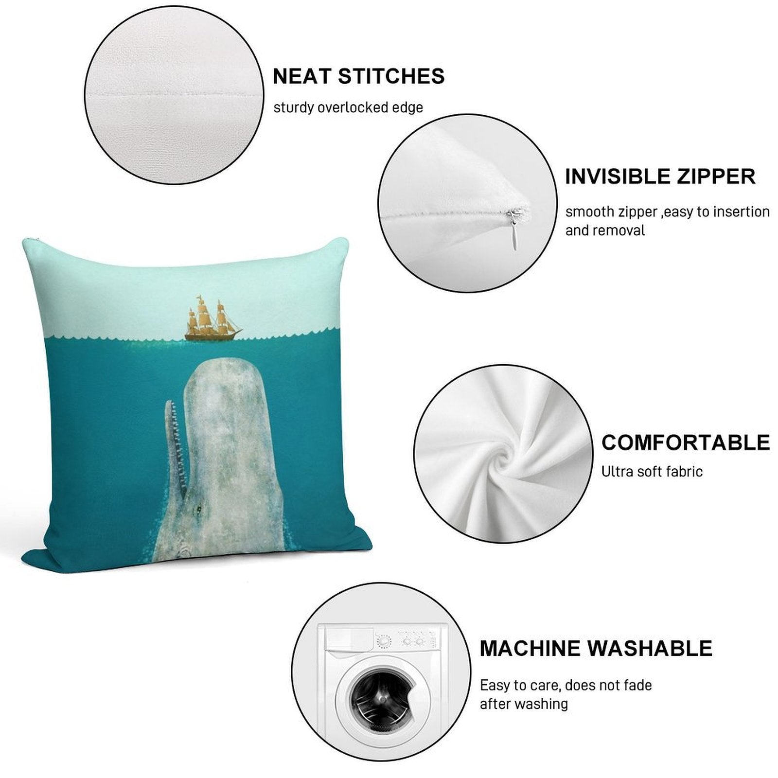 The Whale Soft Luxury Feel Throw Pillow