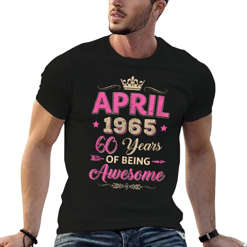 April 1965 60 Years Of Being Awesome Retro 60Th Birthday  Trendy Pattern T-Shirt