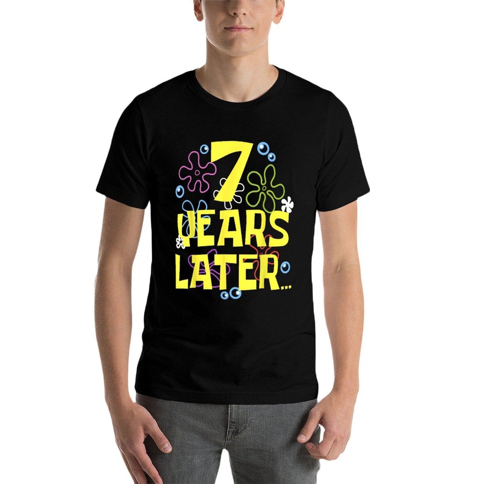7 YEARS LATER SEVEN 7 Year Old Birthday Gifts for Girls Boy  Heathered Texture T-Shirt