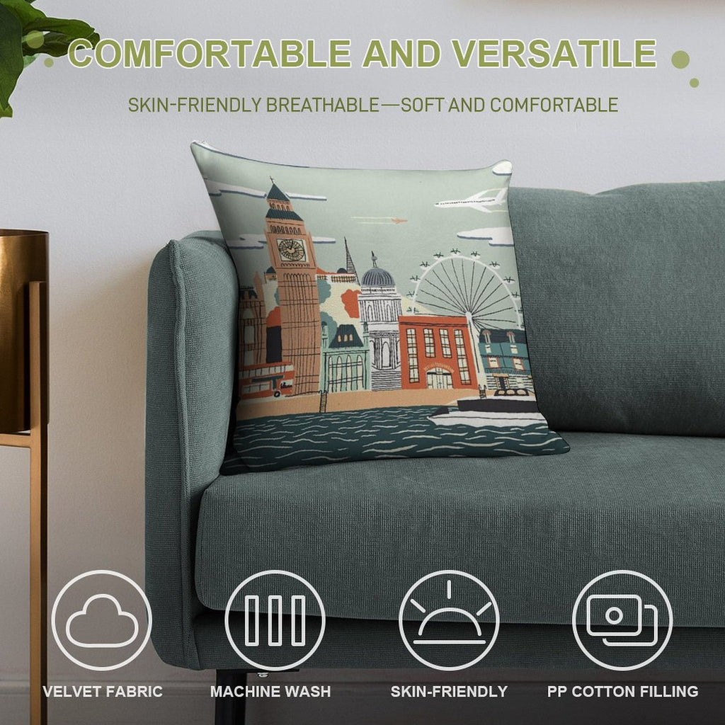 London Soft Fade-Resistant Throw Pillow