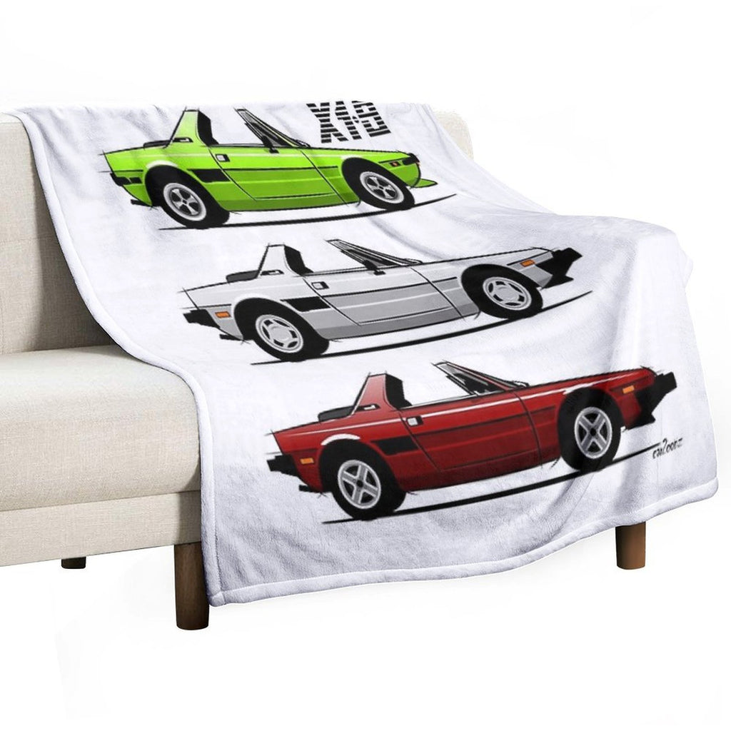 Fiat X19 with Open Roof Wrinkle-free Throw Blanket
