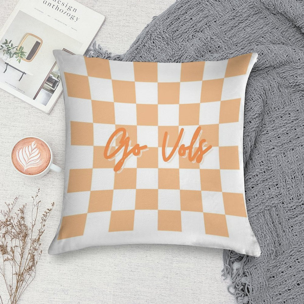 Go Vols Orange And White Checkerboard Soft Durable Construction Throw Pillow