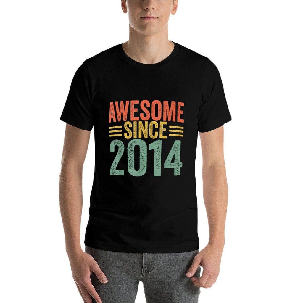 Awesome Since 2014 10th Birthday Retro 10 Years Old Boy Mens  Oversized Silhouette T-Shirt