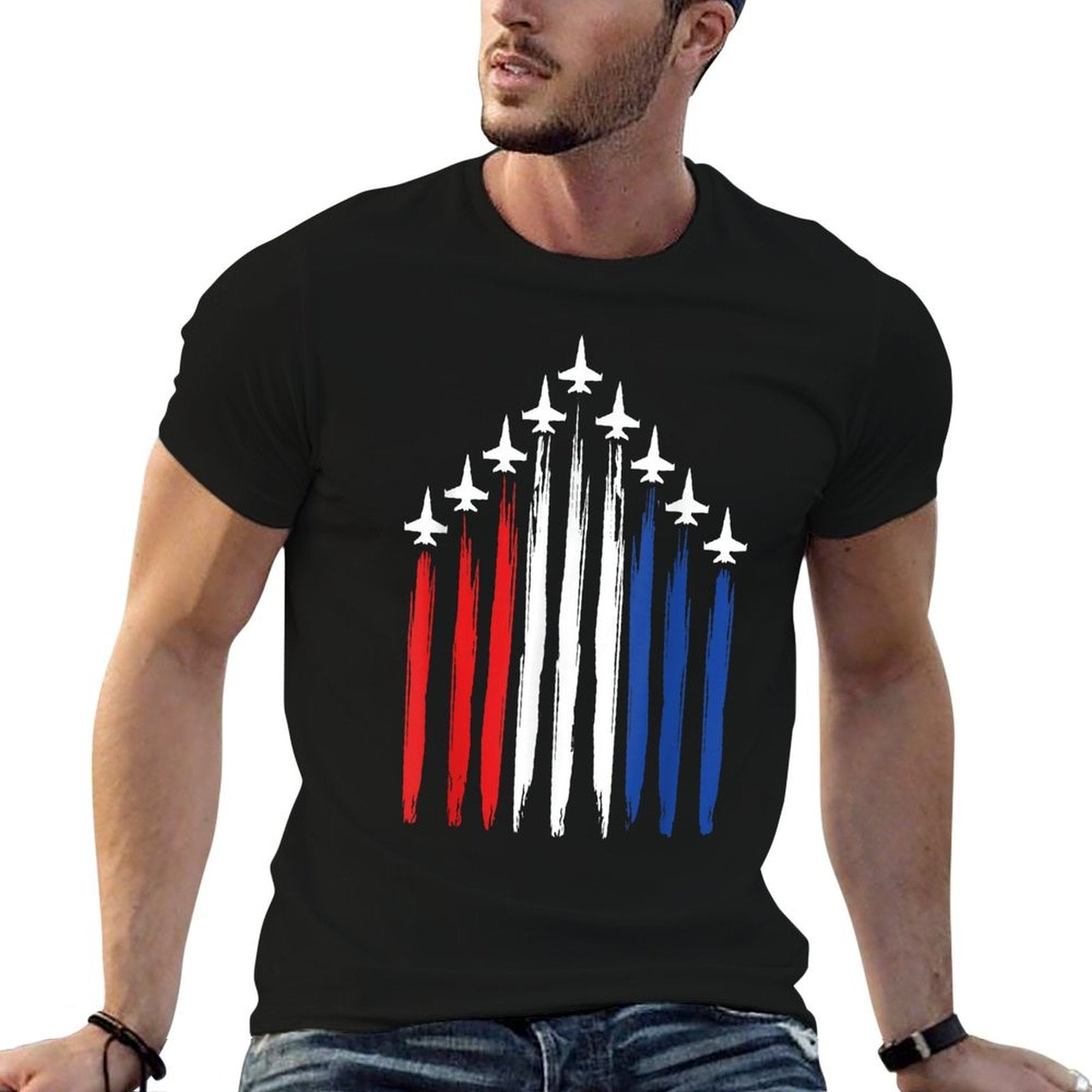Fighter Jet Airplane American Fighter Jets 4th of July  Summer-ready Fabric T-Shirt