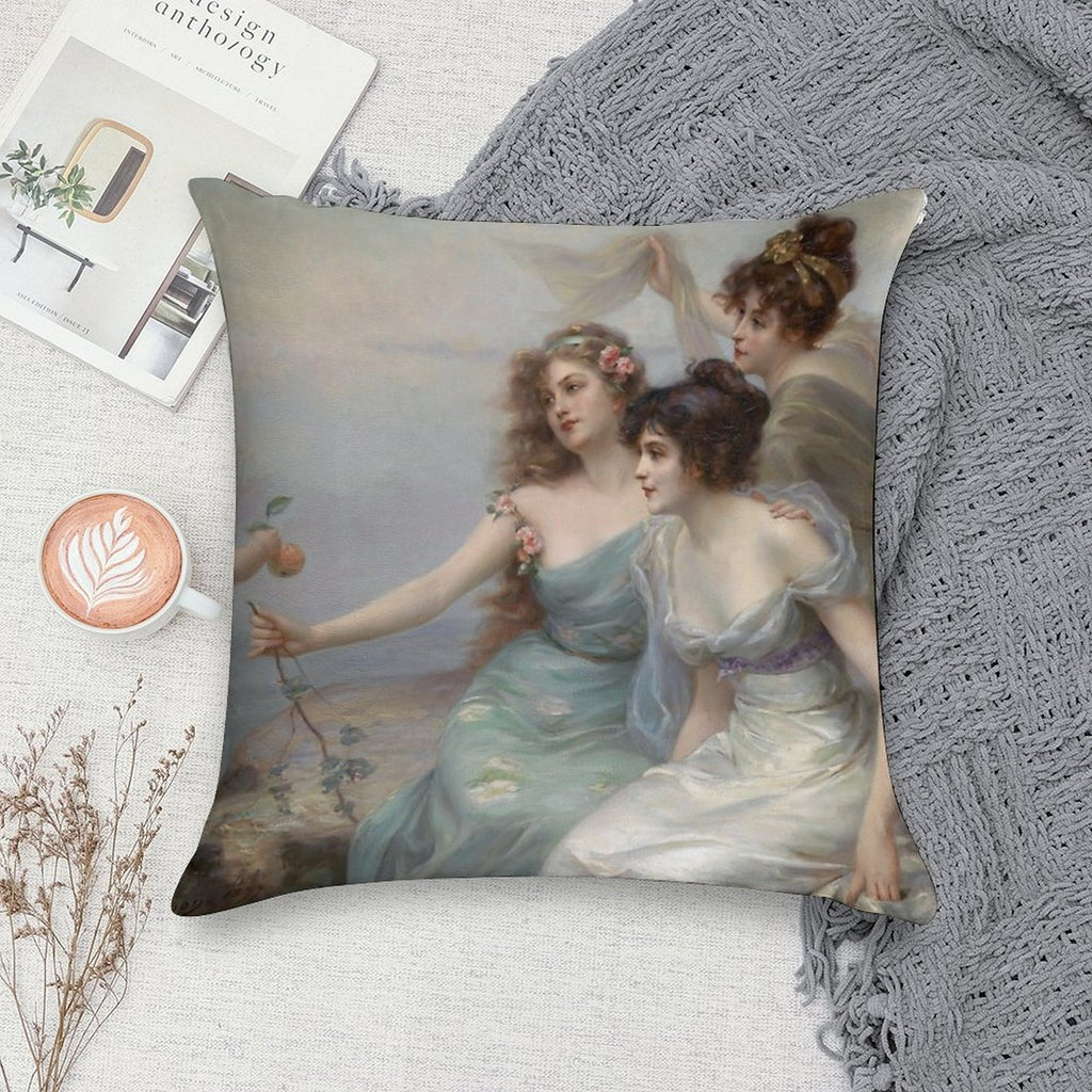 The Three Graces, by Edouard Bisson. Soft Decorative Cover Throw Pillow