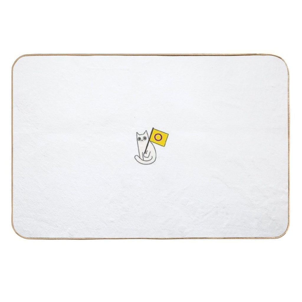 Intersex Pride Flag White Cat Sticker  Toxin-Free Bath Mat