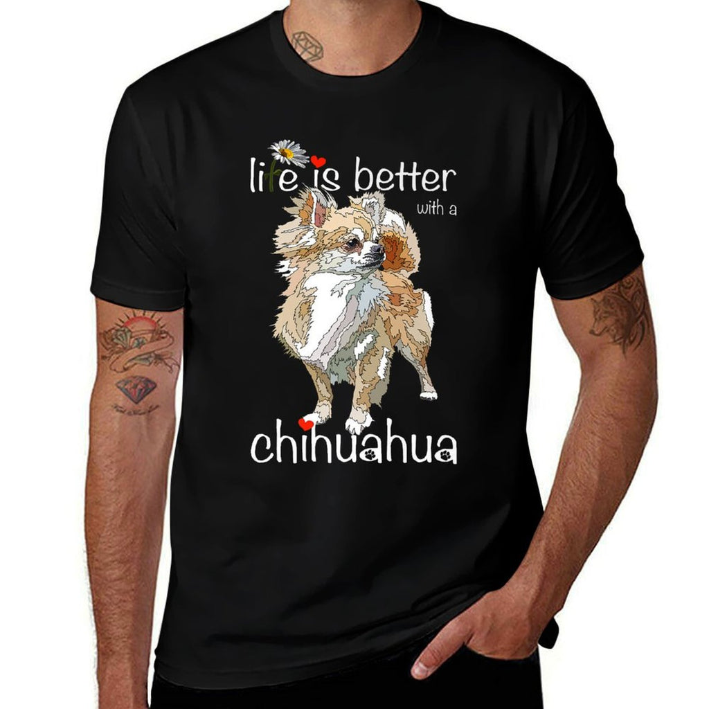 Life Is Better With A Chihuahua Long Hair Chiwawa Dog Lover Premium  Trendy Pattern T-Shirt
