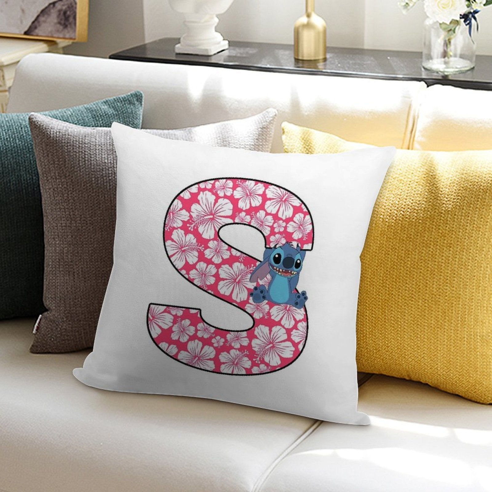 Lilo & Stitch Letter S Soft Washable Throw Pillow