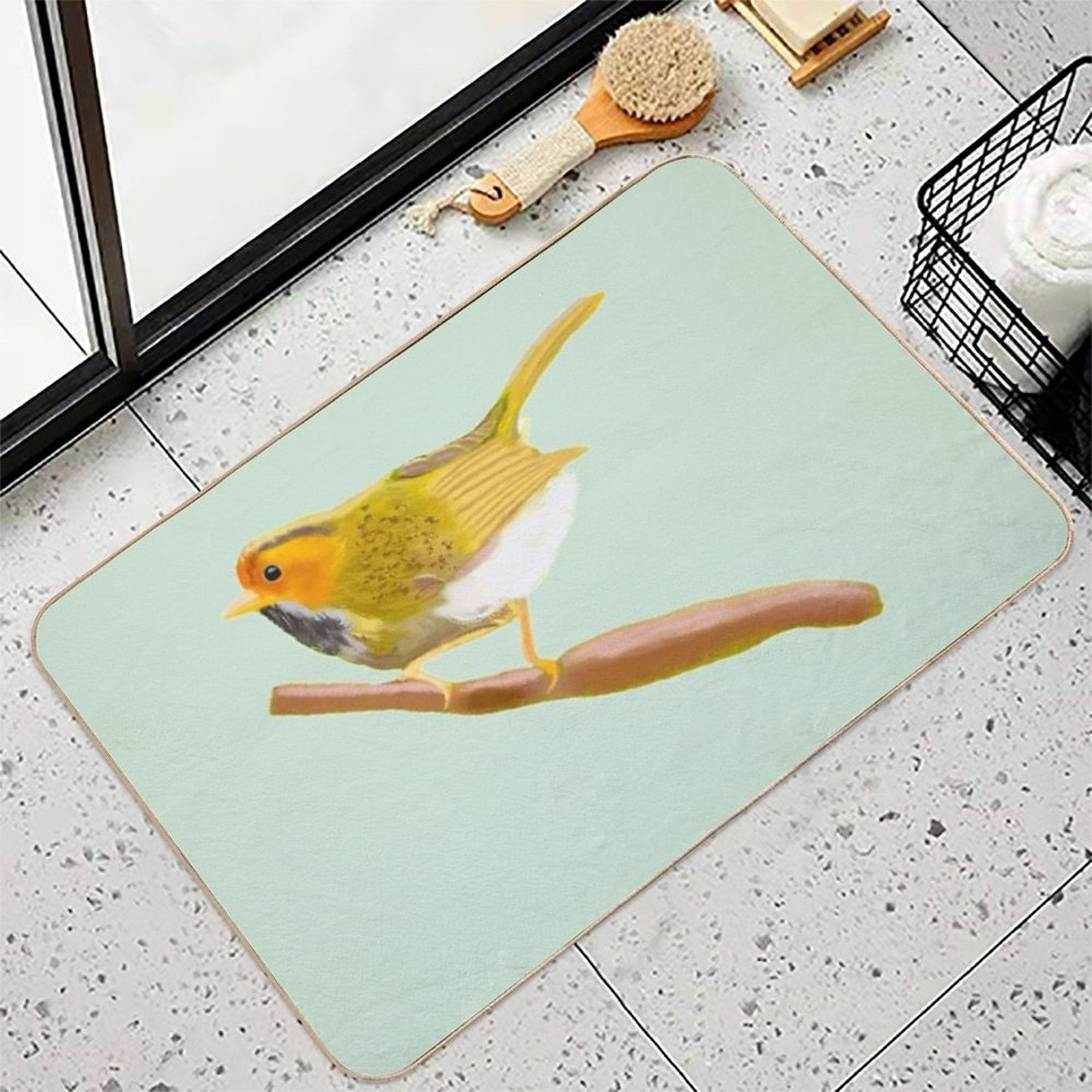 Title Orange-faced Warbler  Pet-Safe Bath Mat
