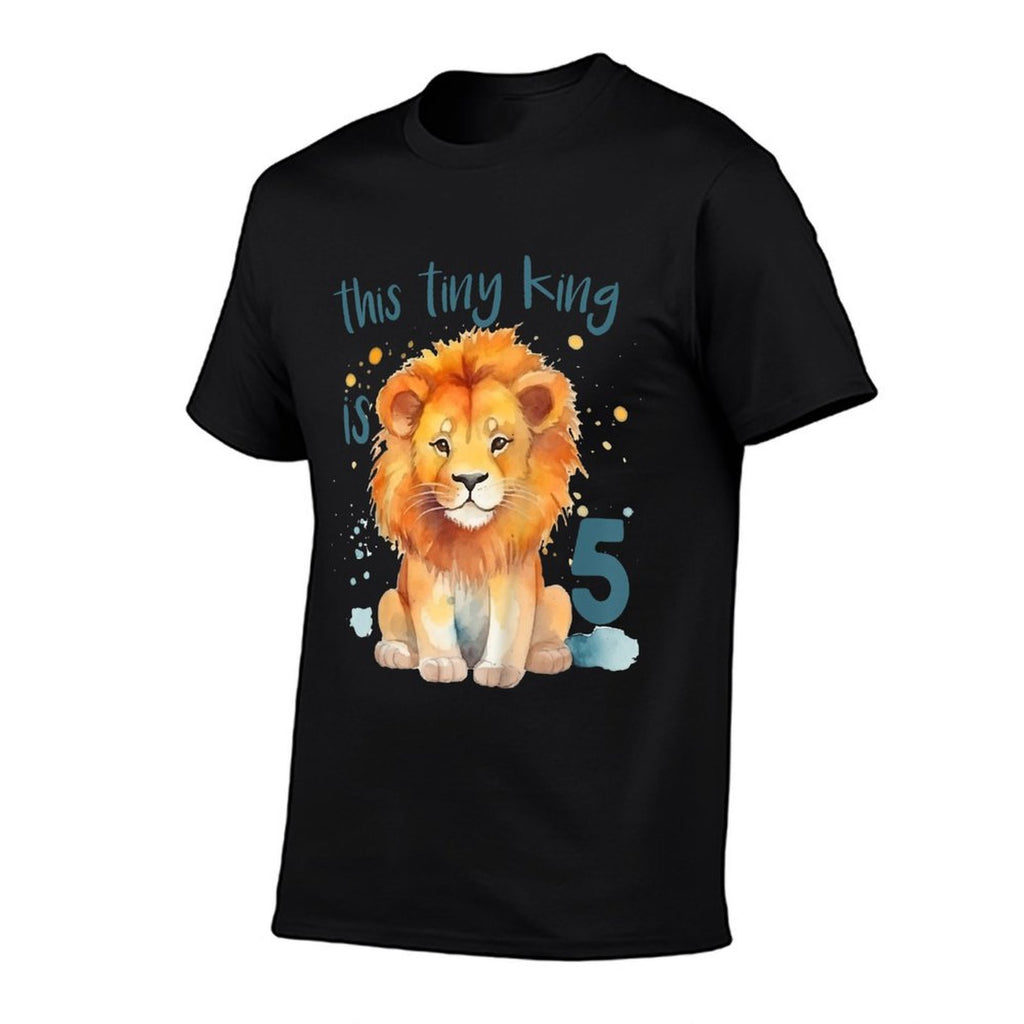 Kids This Tiny King Is 5 Year Old Birthday Boy 5th Birthday Lion  Easy-care T-Shirt