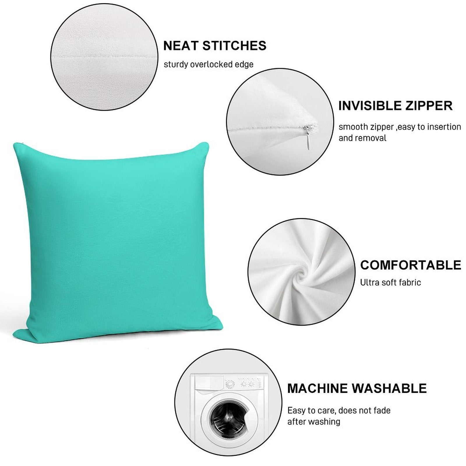 PLAIN TURQUOISE -100 TURQUOISE AND AQUA  AND CYAN SHADES ON OZCUSHIONS ON ALL PRODUCTS Soft Style Accent Throw Pillow