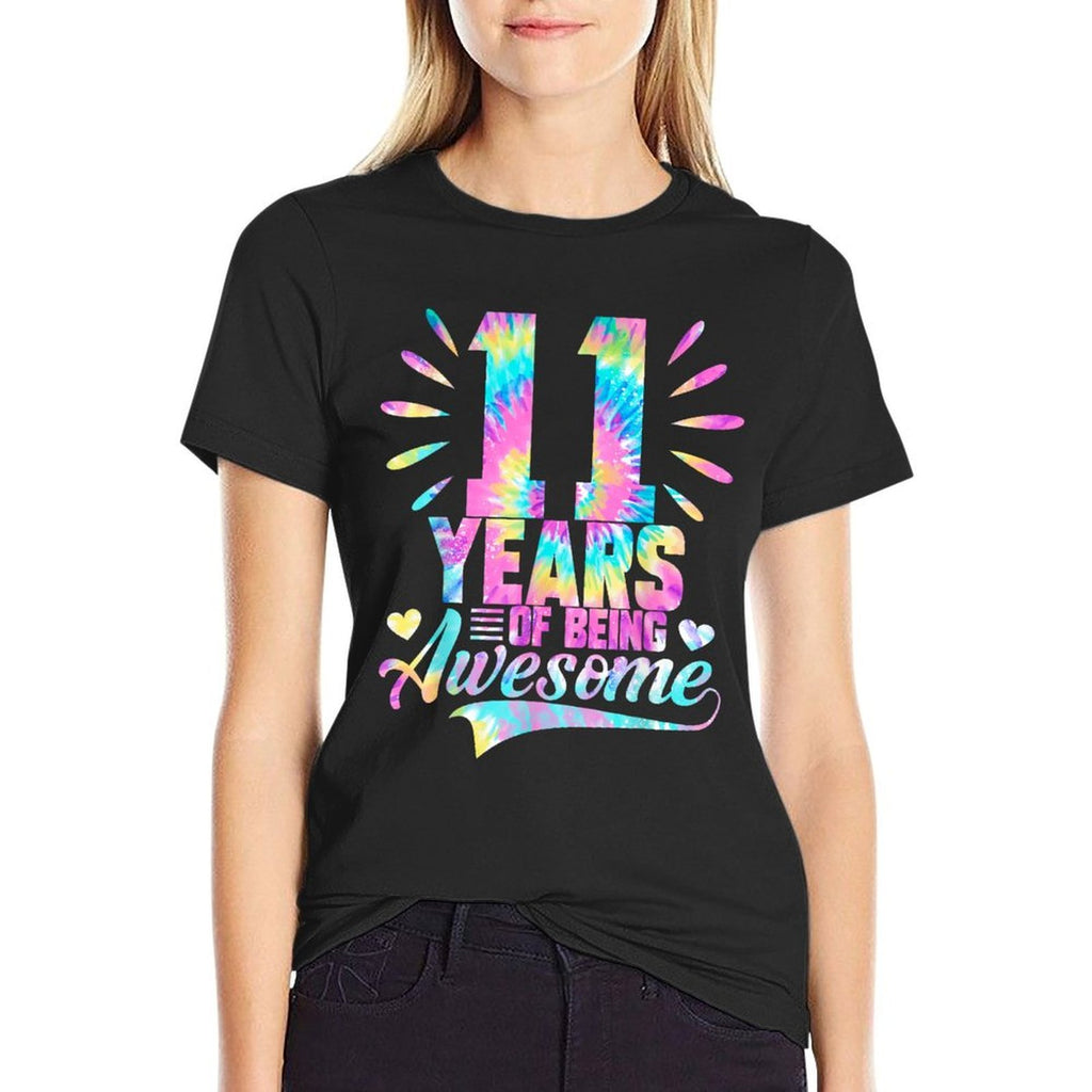 11th Birthday Gift Idea Tie-Dye 11 Year Of Being Awesome  Relaxed-fit T-Shirt