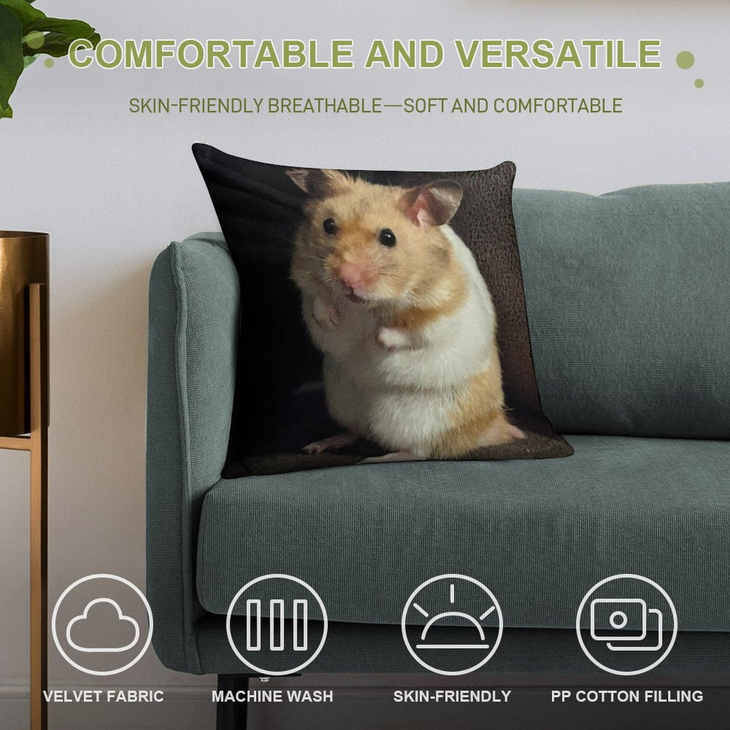 Hamster Sitting On Sofa Soft Reinforced Edging Throw Pillow