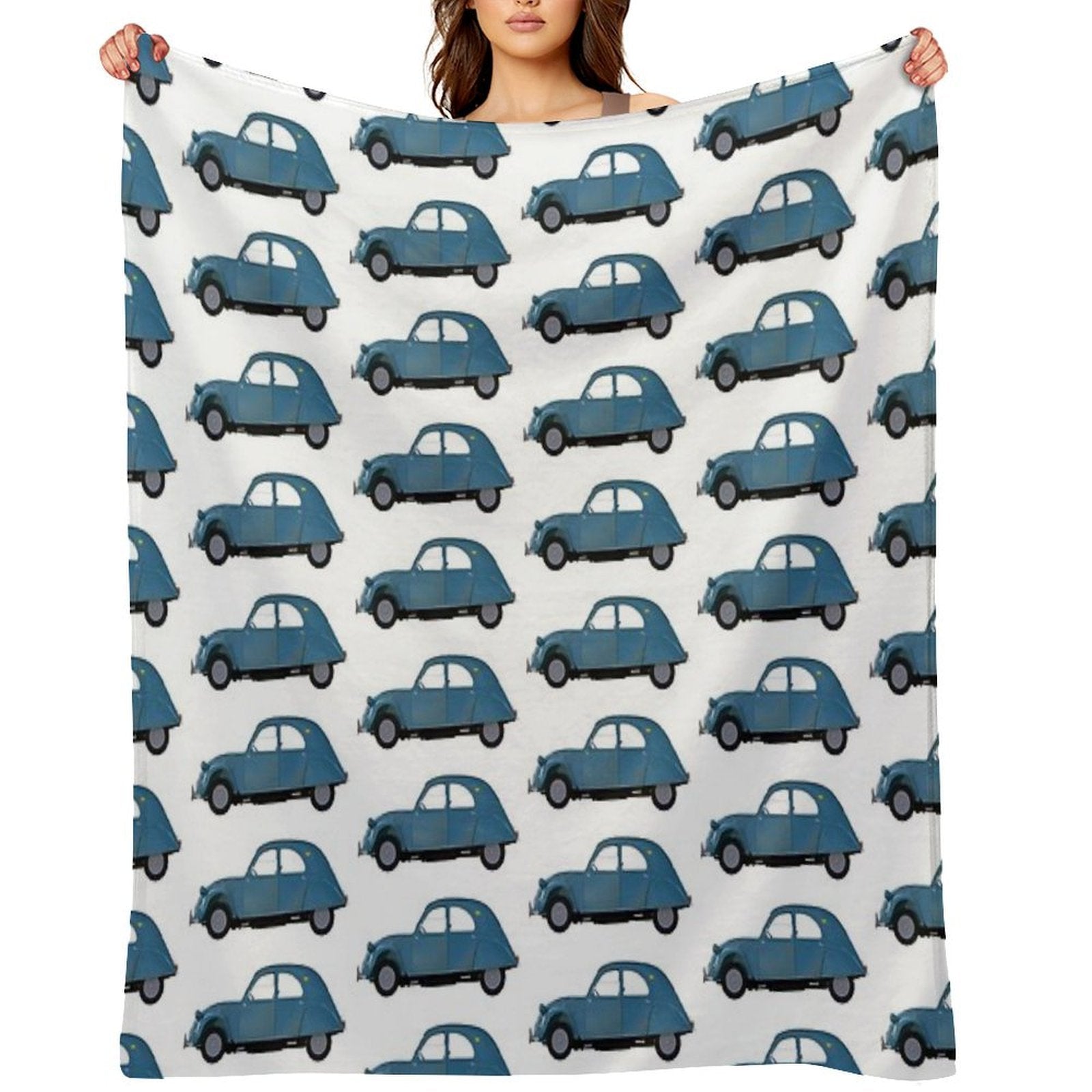 2CV Deux Chevaux Teal Version Velvety-soft Throw Blanket
