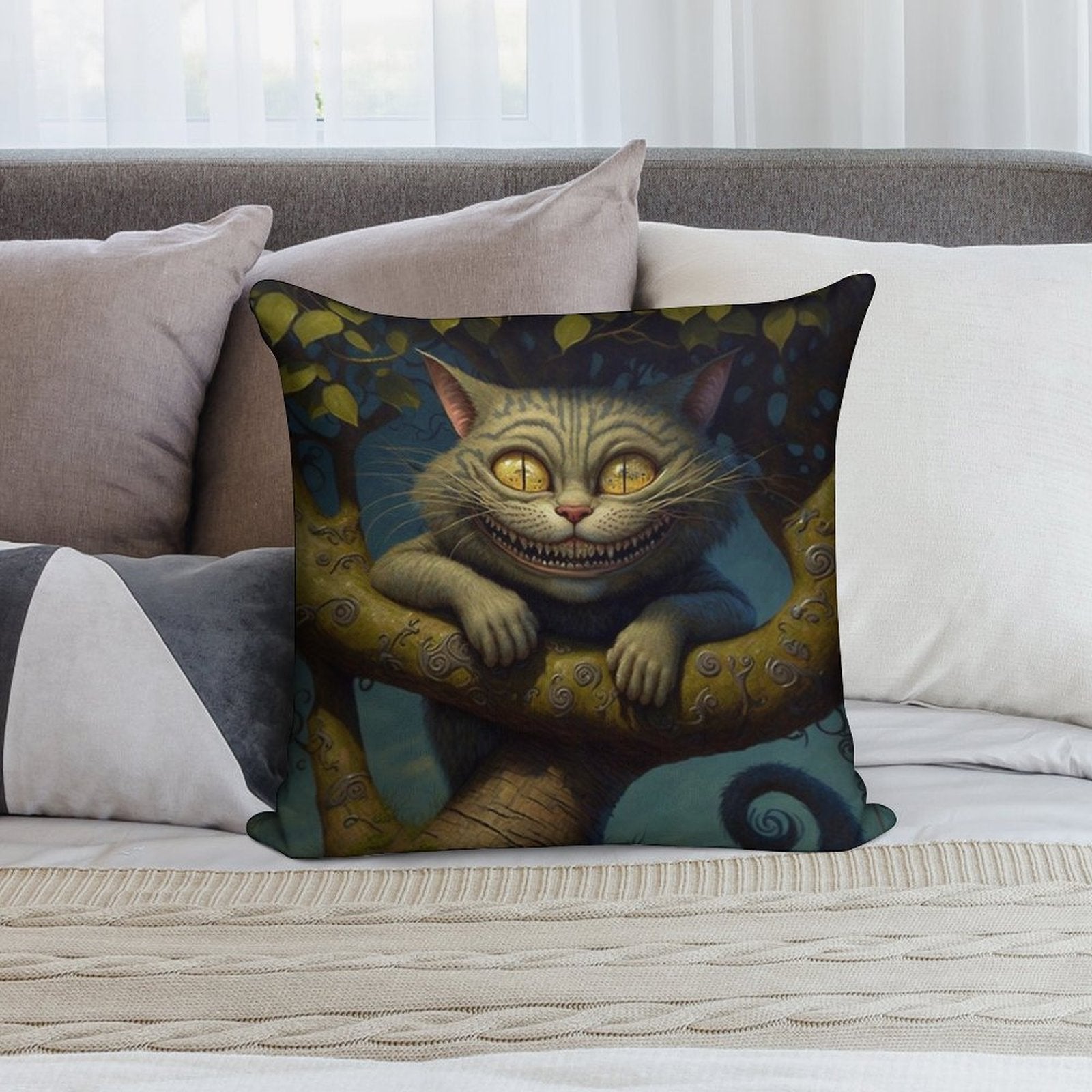 The Cheshire Cat - Alice in Wonderland Collection Soft Skin-Friendly Throw Pillow