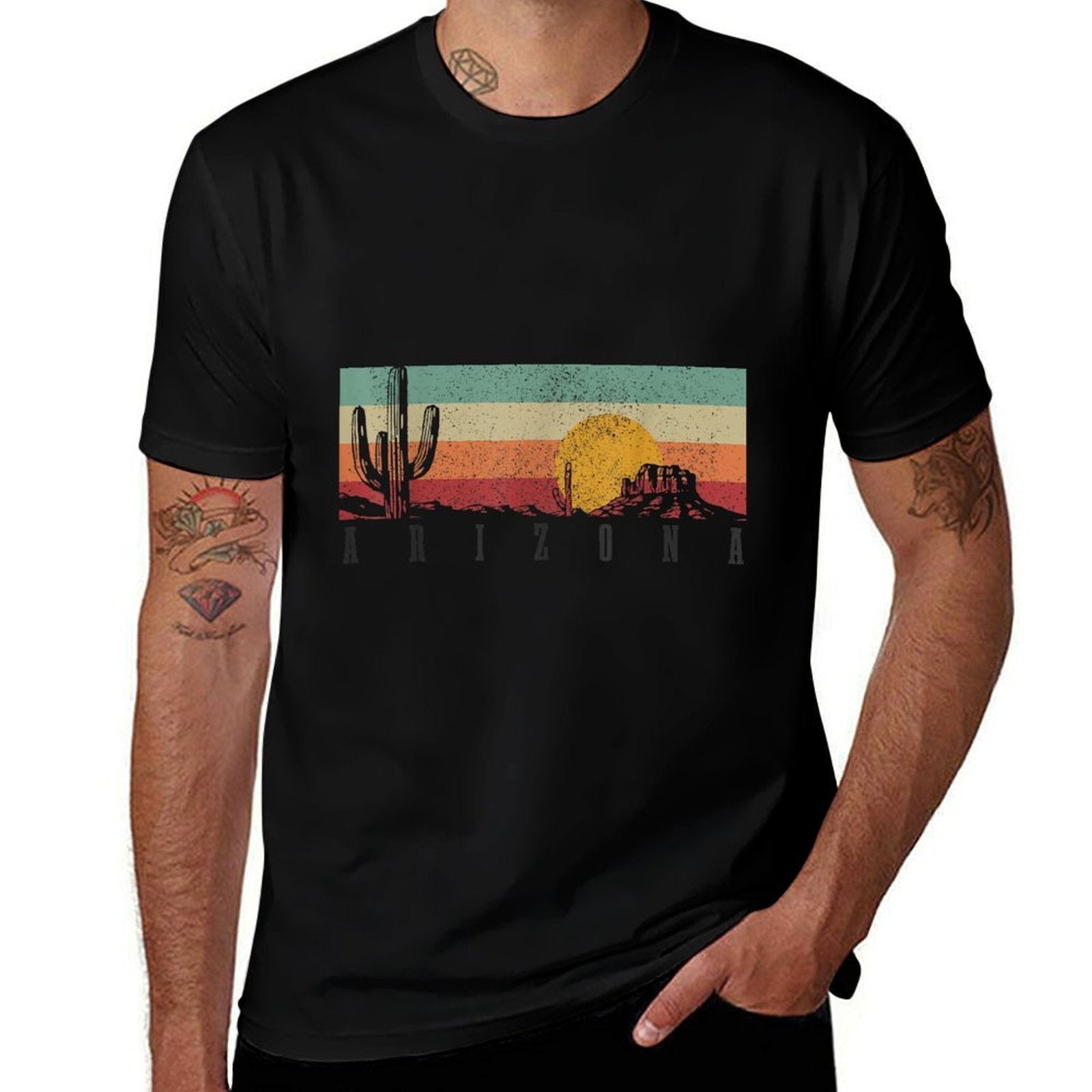 Arizona Vintage Cactus Desert Landscape Pride Souvenir  Stretchy T-Shirt